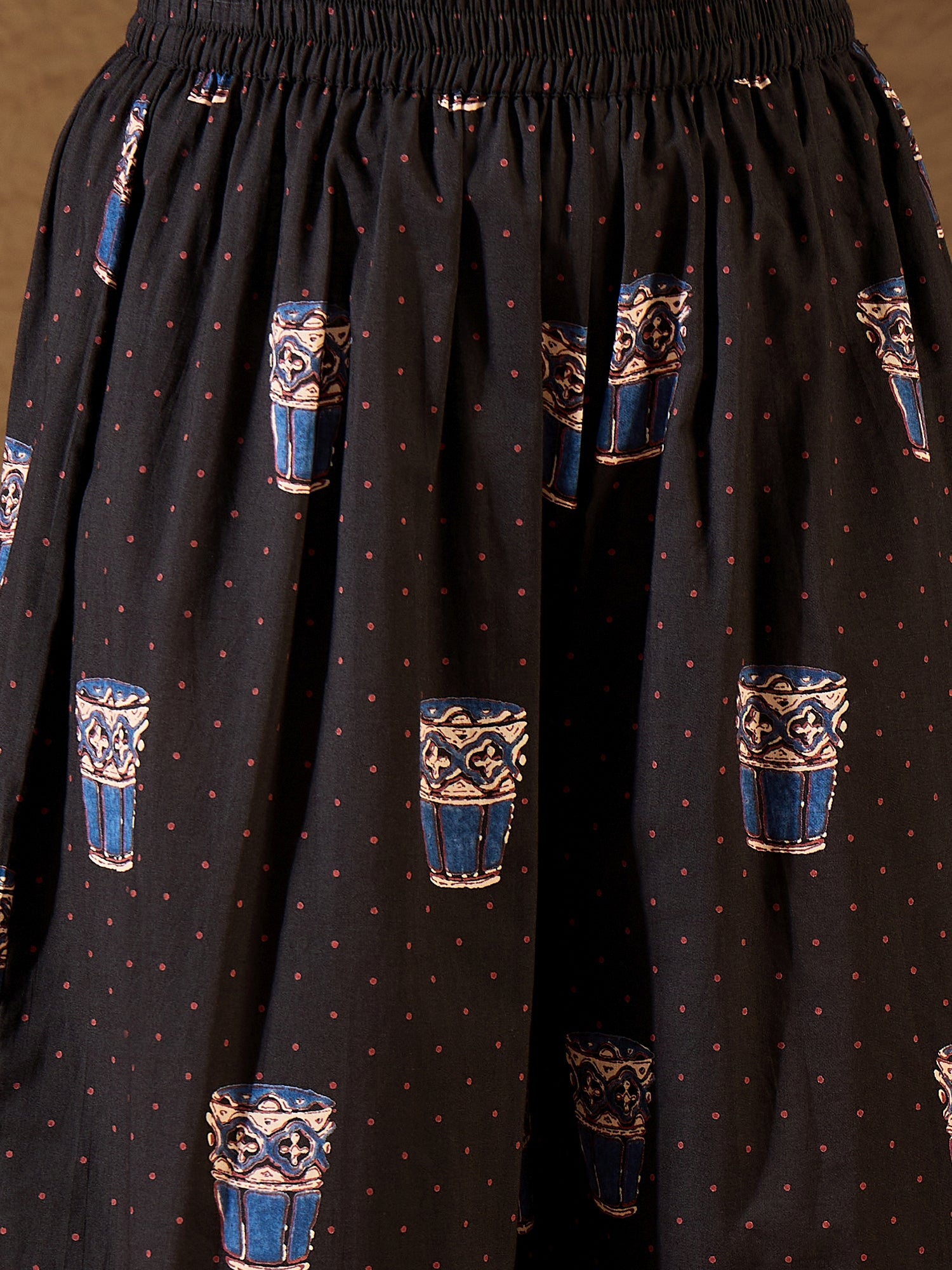 Black Glass Print Long Sleeve Kurta Set