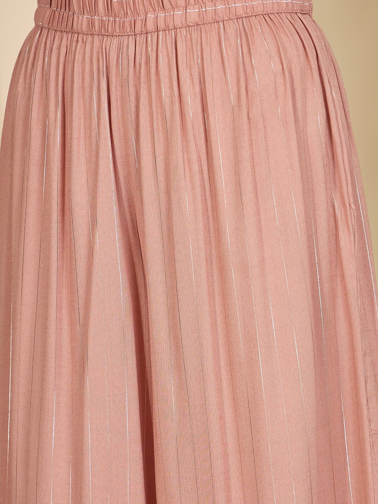 Pastel Coral Lurex Round Neck Kurta Set