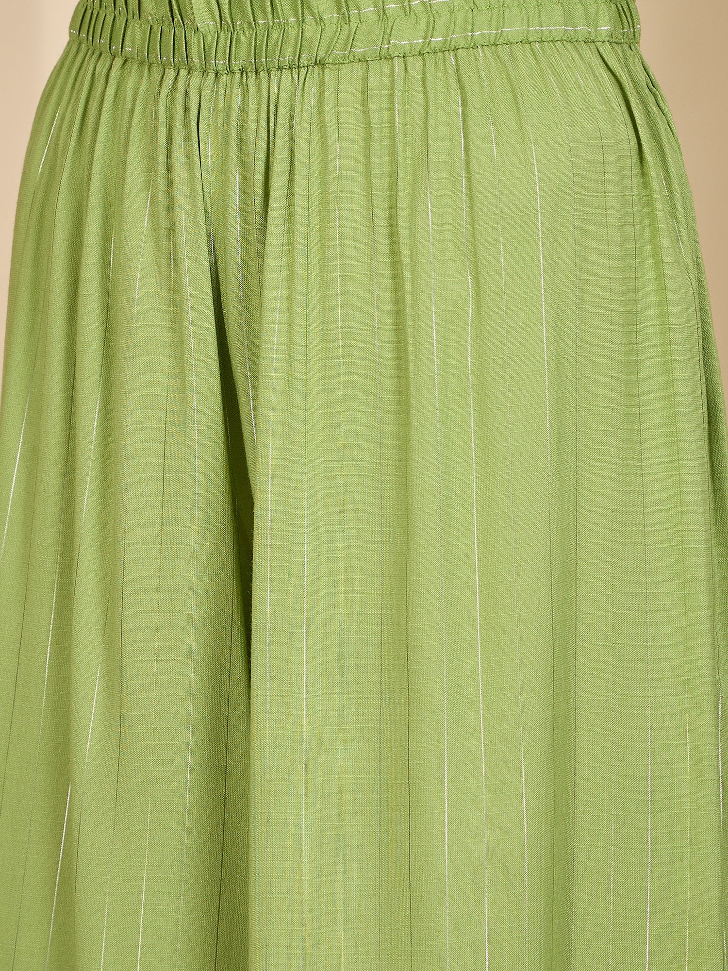 Sheen Green Lurex Round Neck Kurta Set