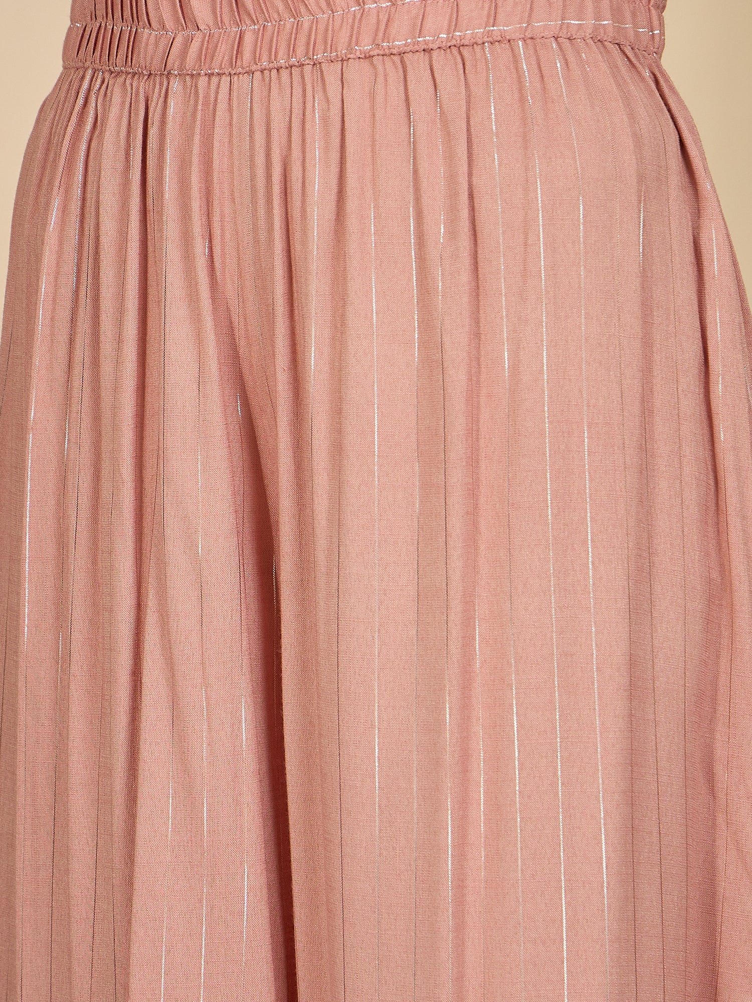 Pastel Coral Lurex V Neck Kurta Set