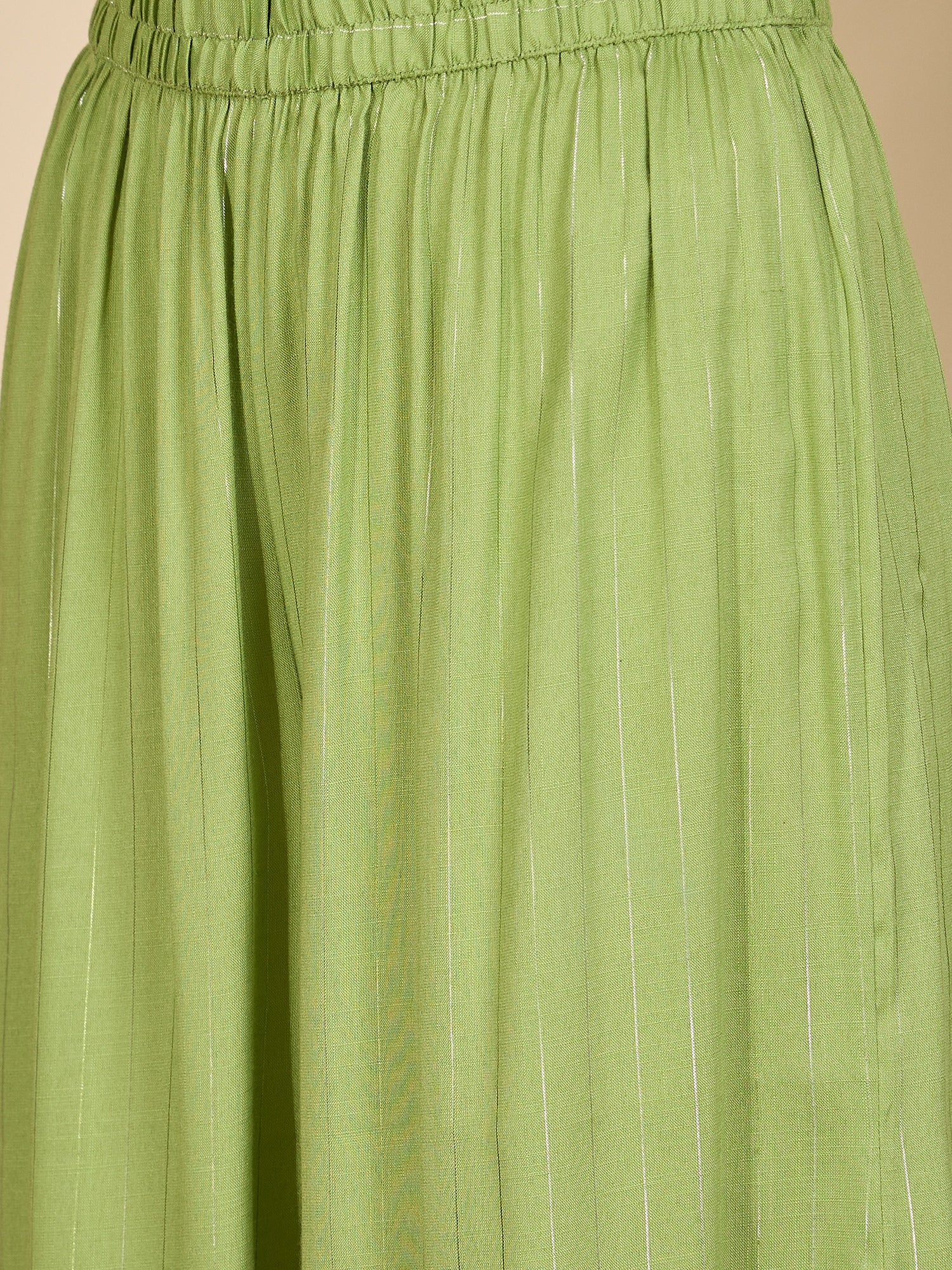 Sheen Green Lurex V Neck Kurta Set