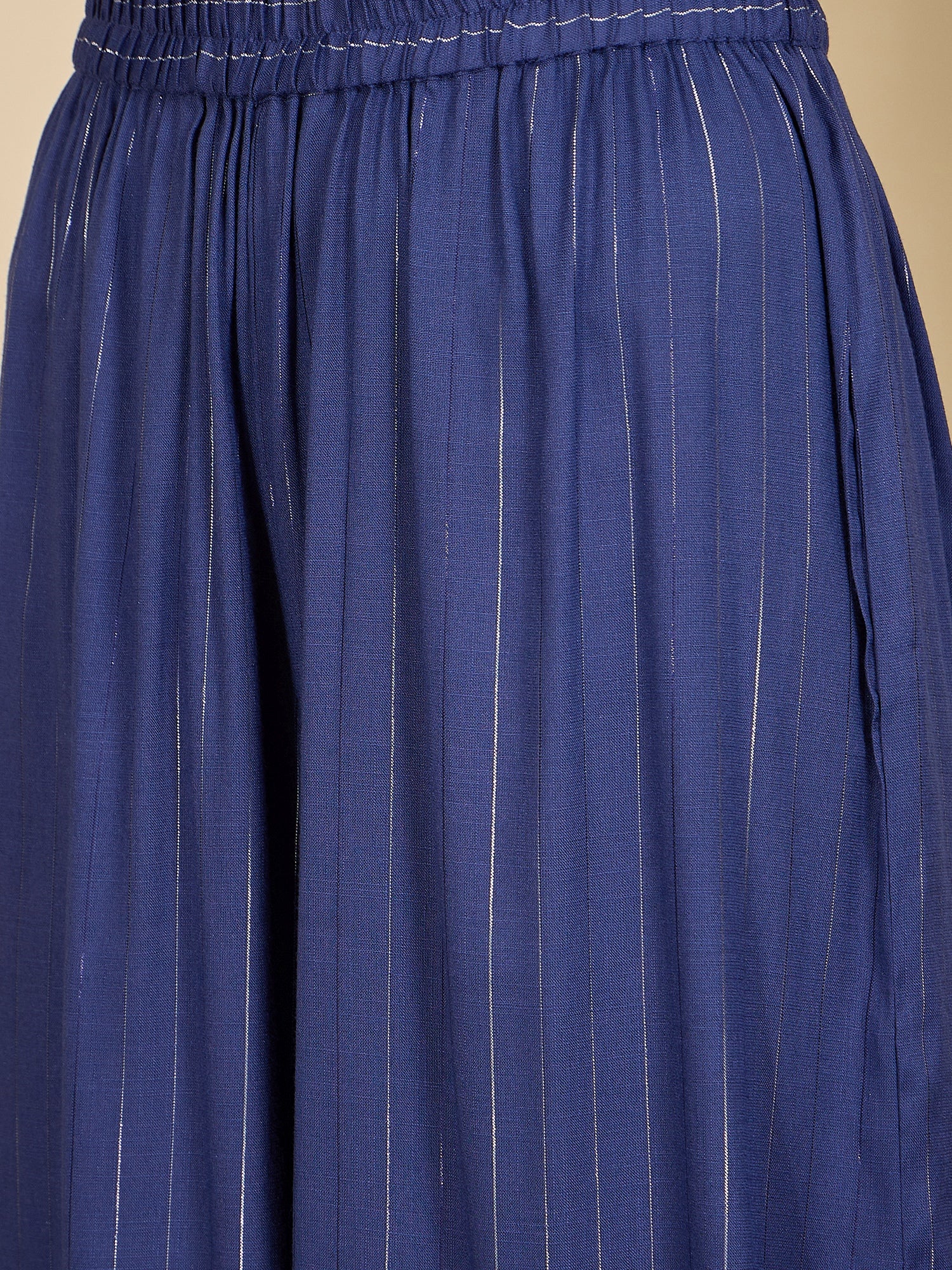 Royal Blue Lurex V Neck Kurta Set