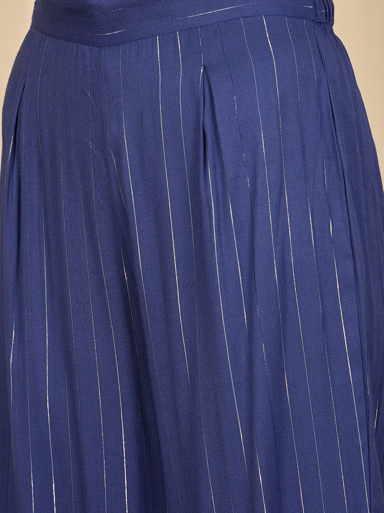 Royal Blue Lurex U Neck Kurta Set
