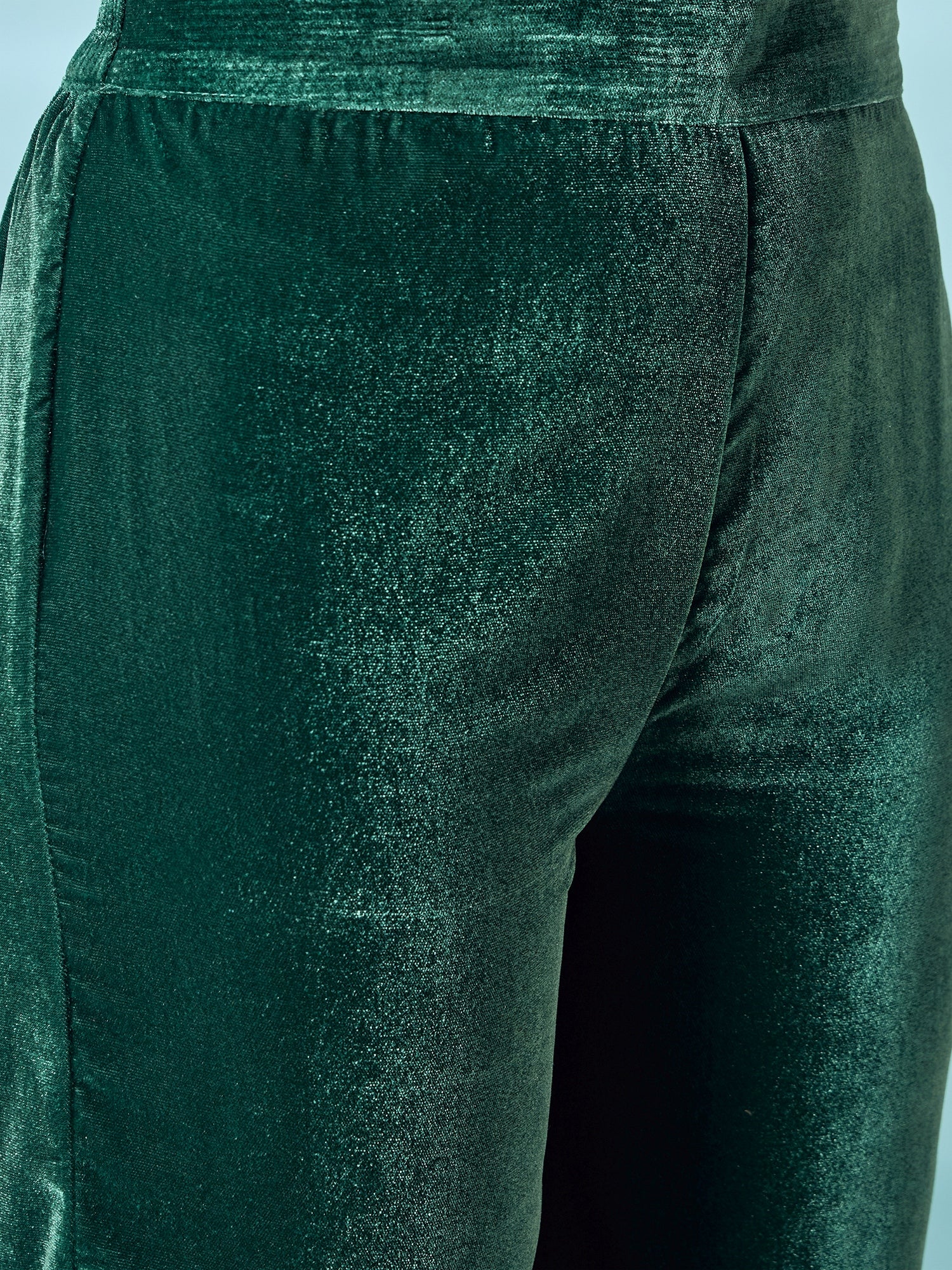 Teal Green Velvet Flared Kurta Set