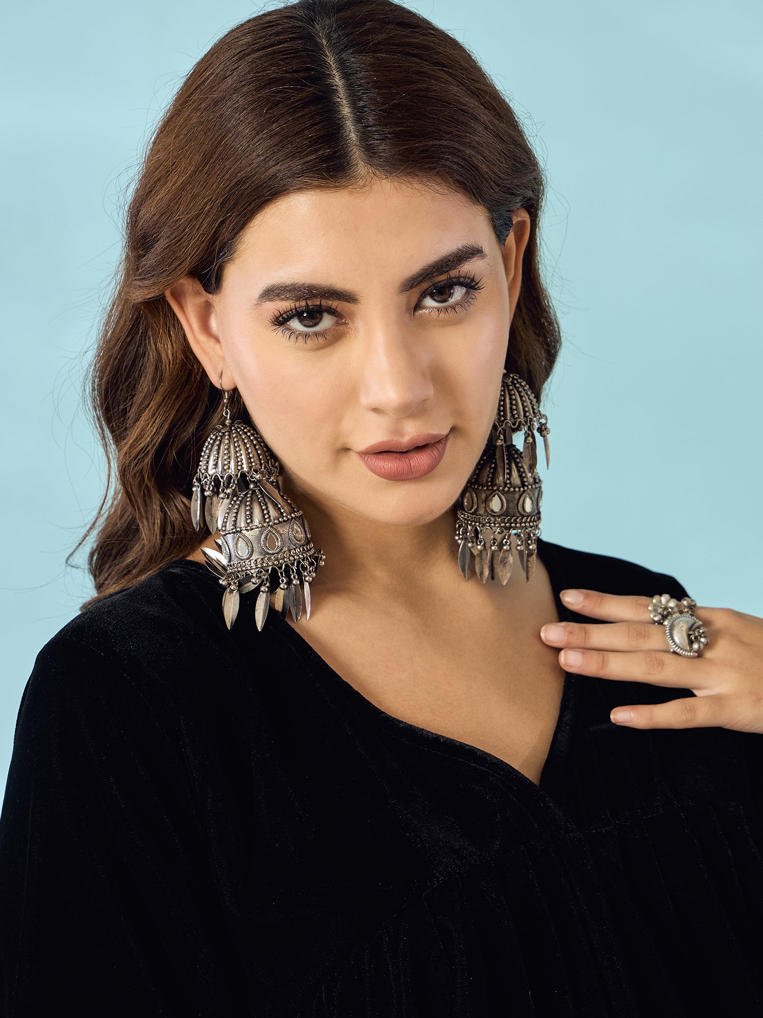 Black Velvet Flared Kurta Set