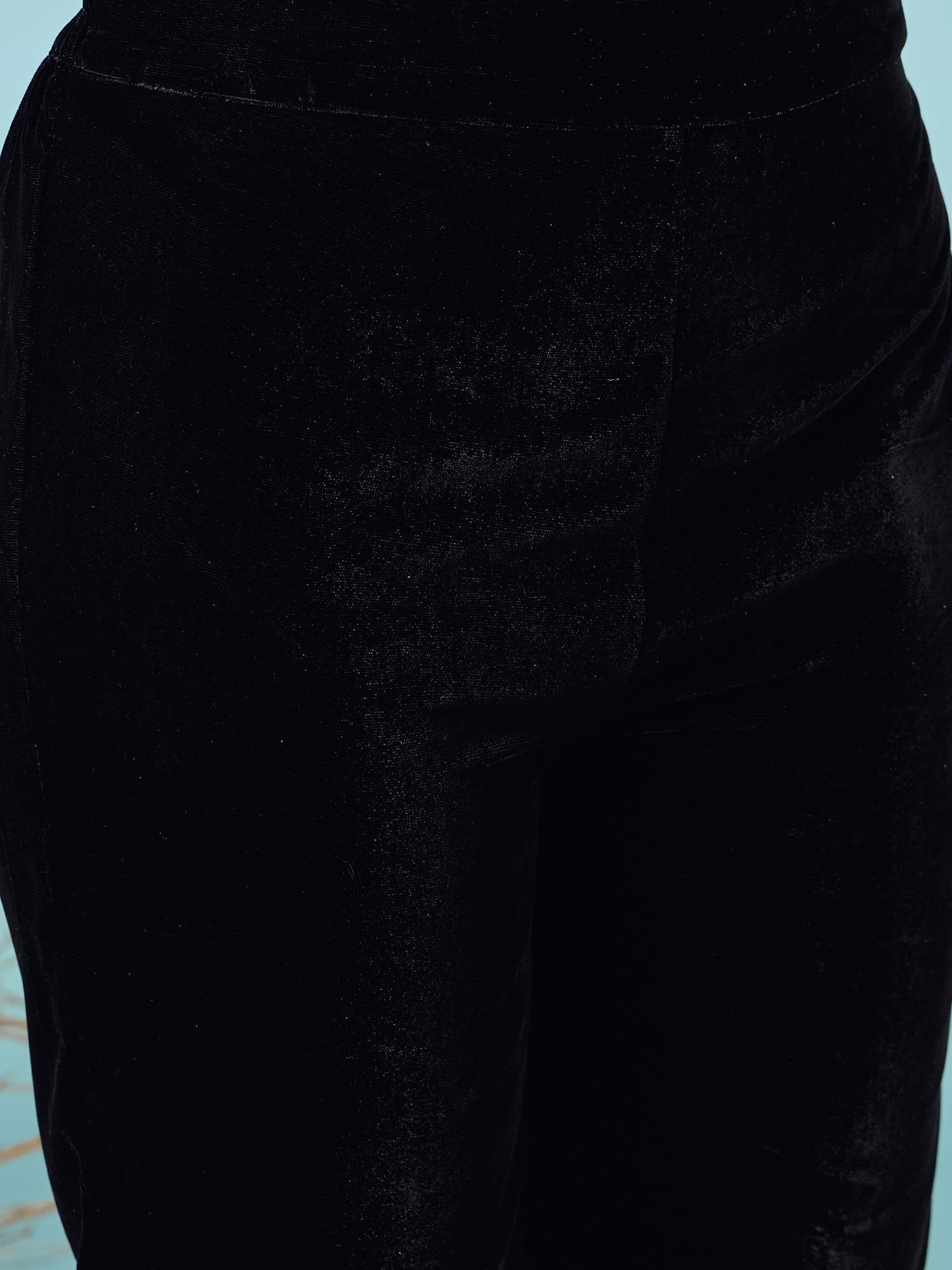 Black Velvet Flared Kurta Set