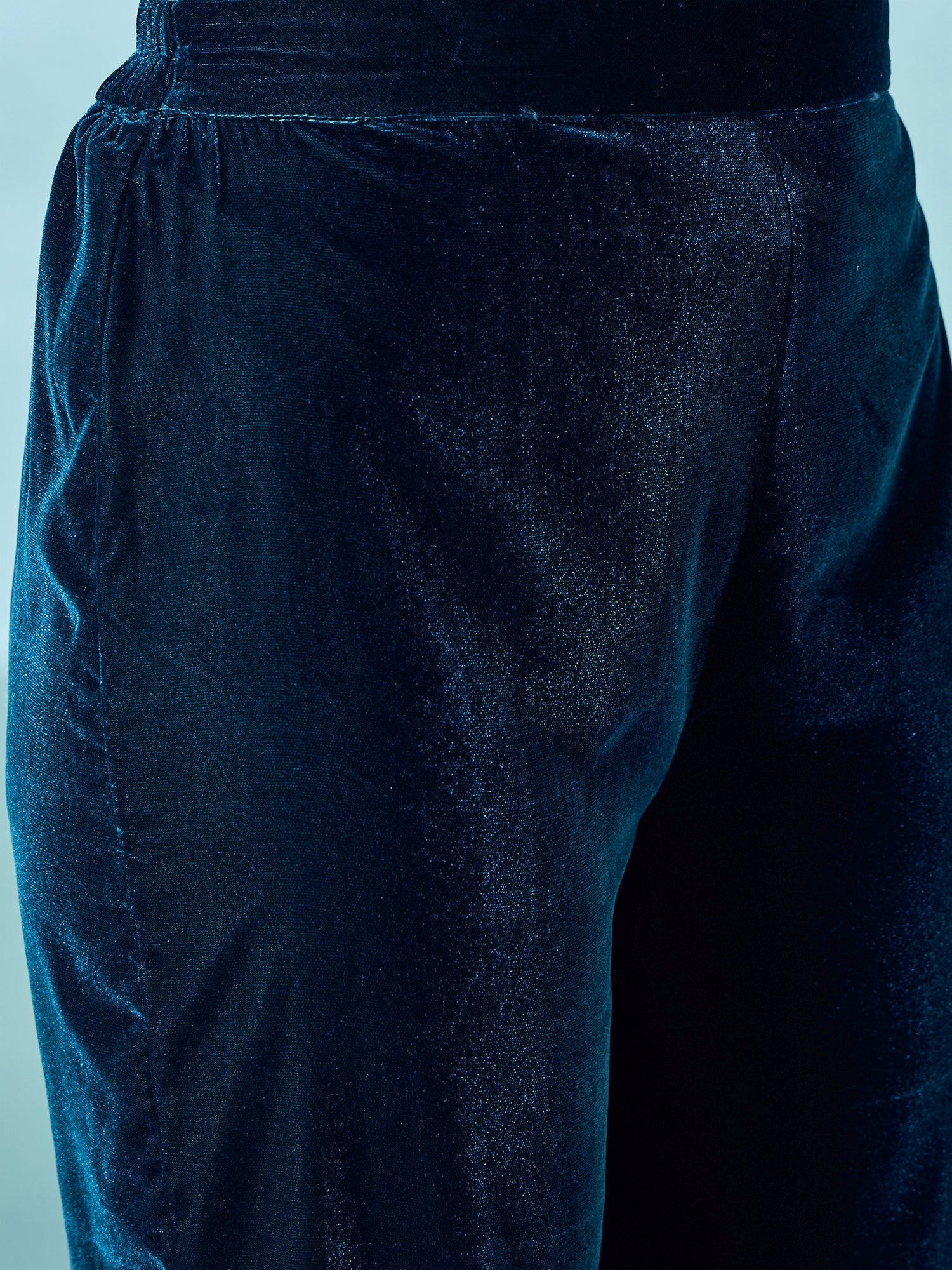 Peacock Teal Velvet Flared Kurta Set