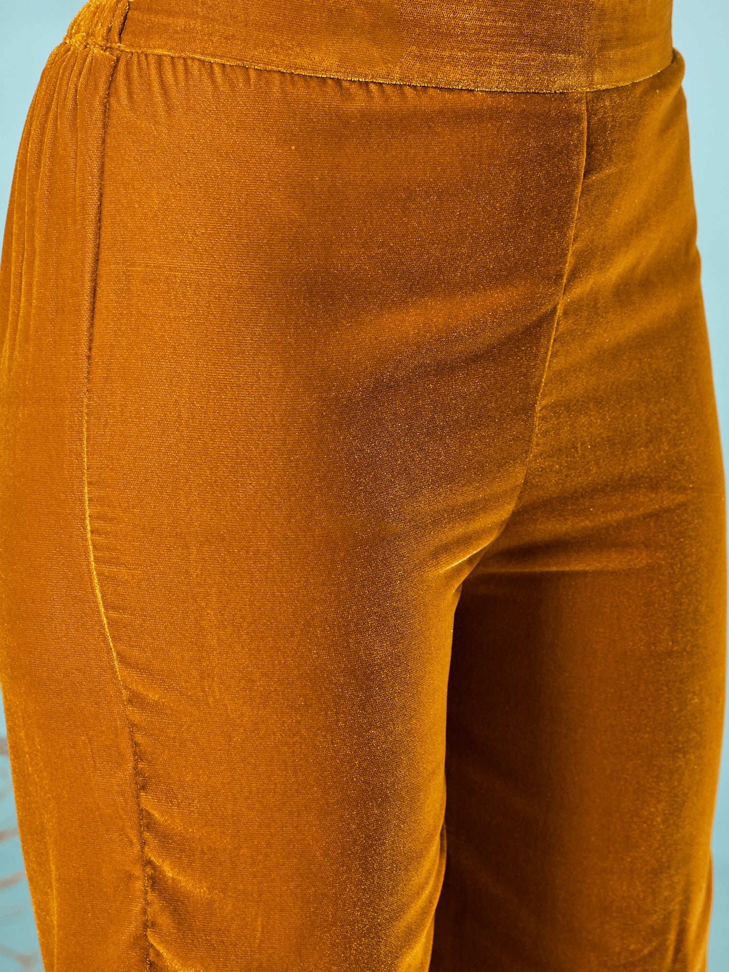 Marigold Velvet Long Sleeve Kurta Set