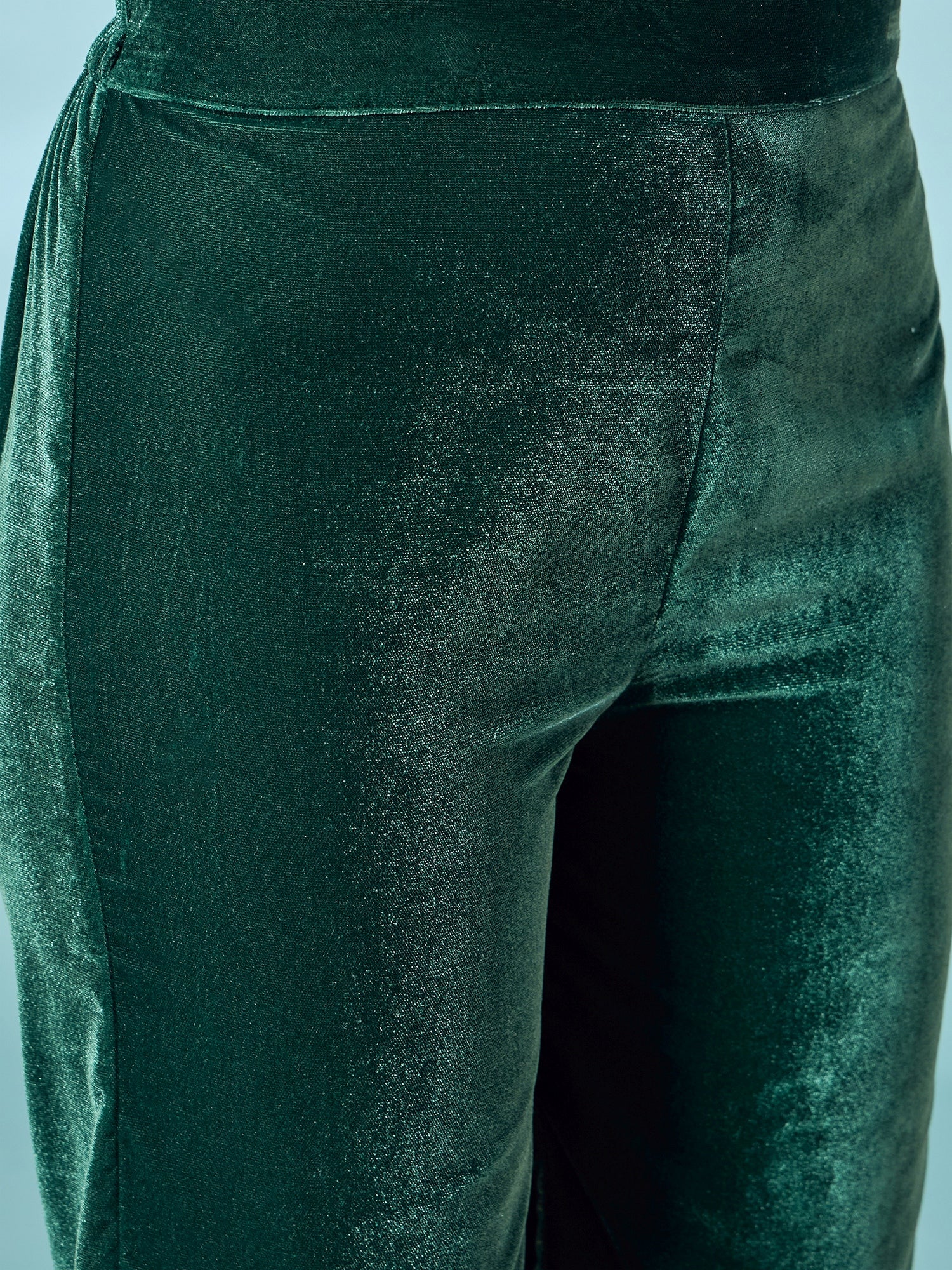 Teal Green Velvet Long Sleeve Kurta Set