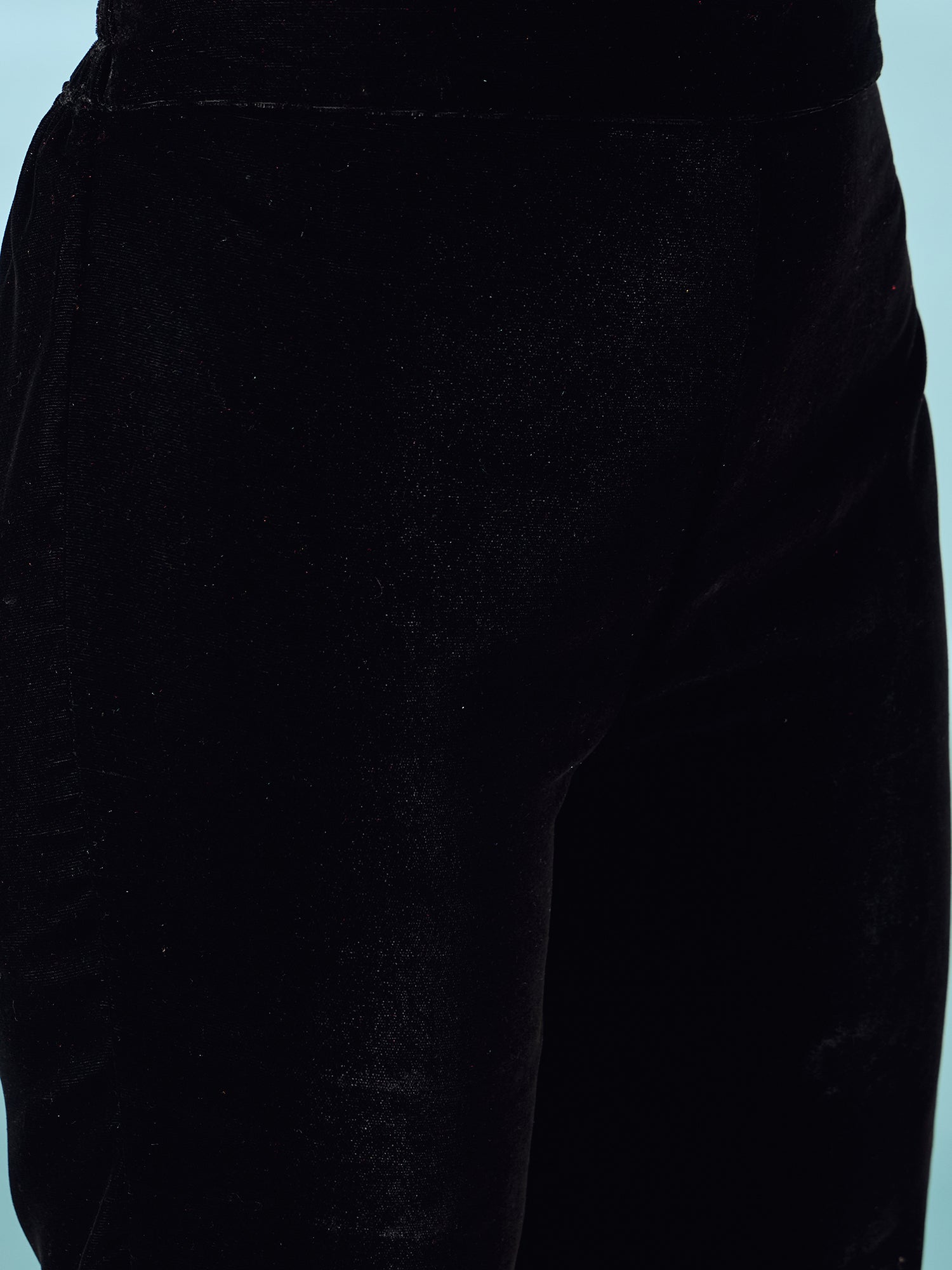 Black Velvet Long Sleeve Kurta Set