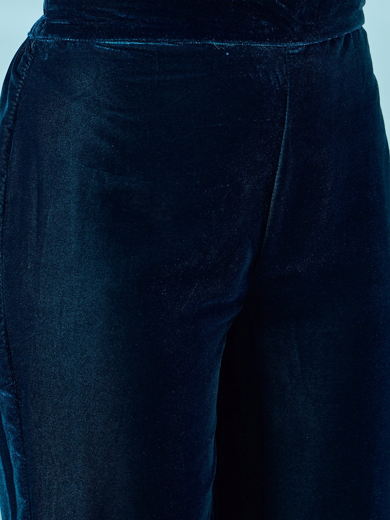 Peacock Teal Velvet Long Sleeve Kurta Set