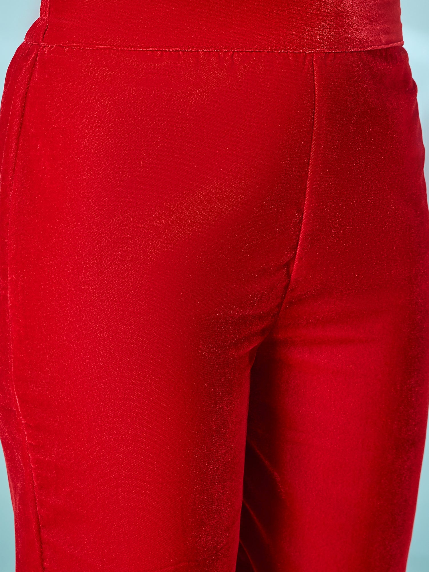 Pink Red Velvet Long Sleeve Kurta Set