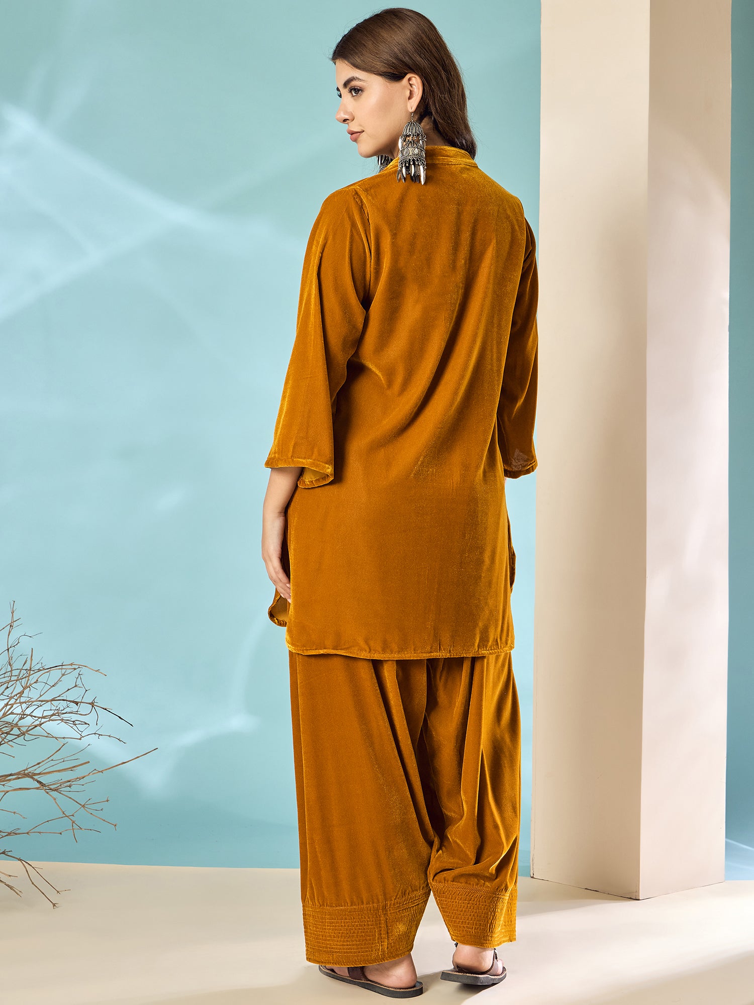 Marigold Velvet Salwar Kurta Set