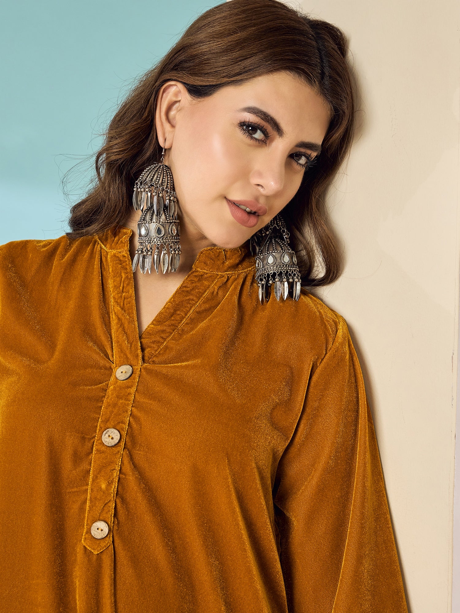 Marigold Velvet Salwar Kurta Set