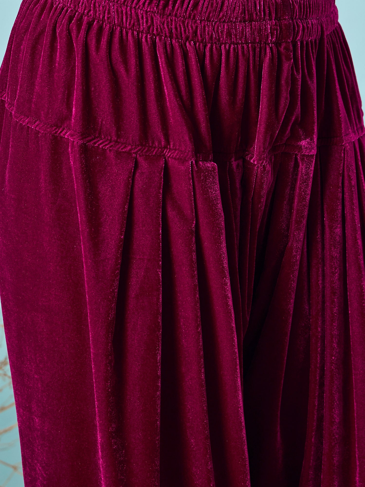 Wine Velvet Salwar Kurta Set