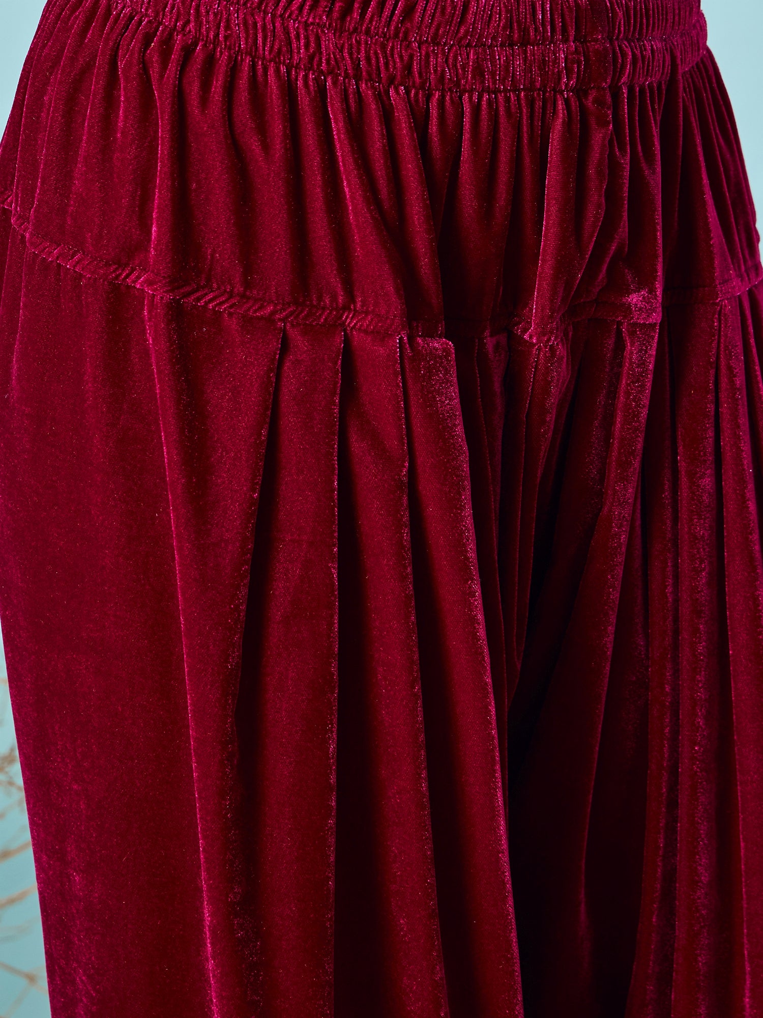 Wine Velvet Salwar Kurta Set