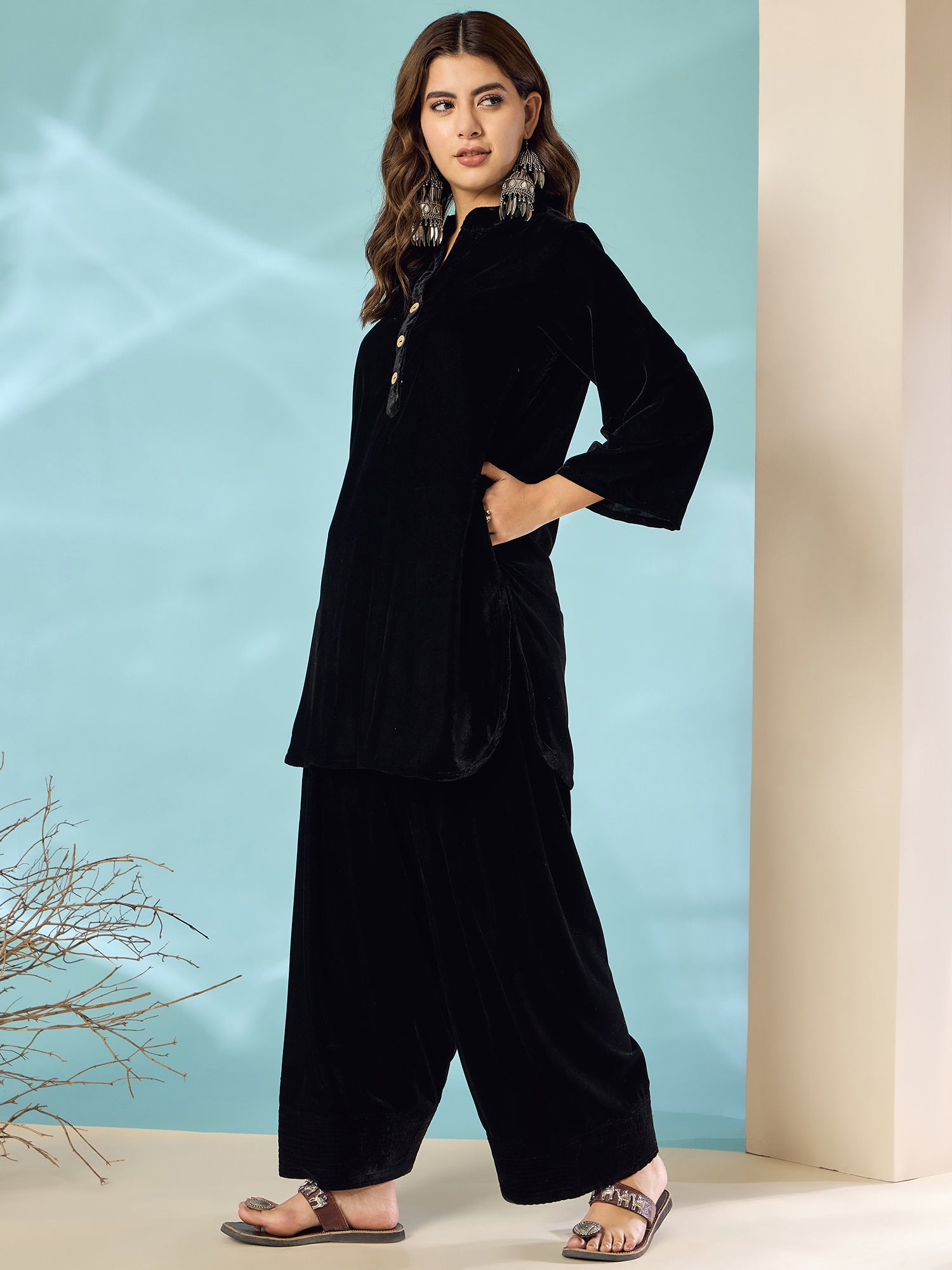 Black Velvet Salwar Kurta Set