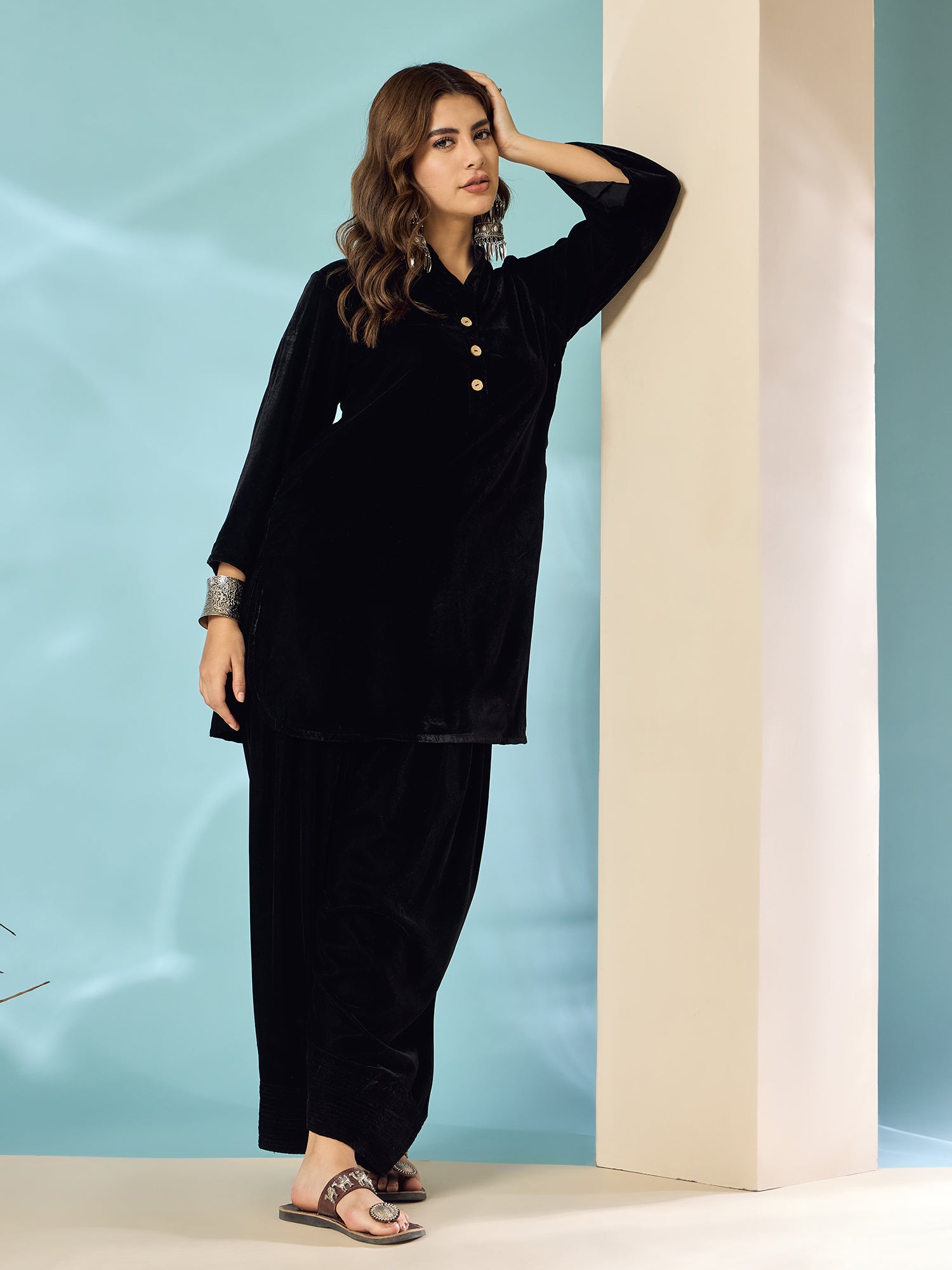 Black Velvet Salwar Kurta Set
