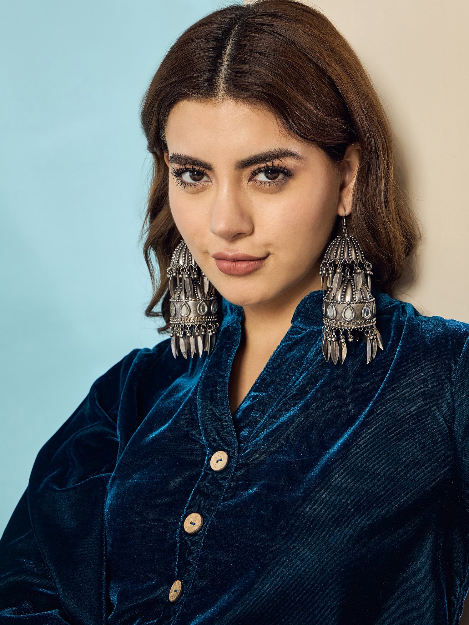 Peacock Teal Velvet Salwar Kurta Set