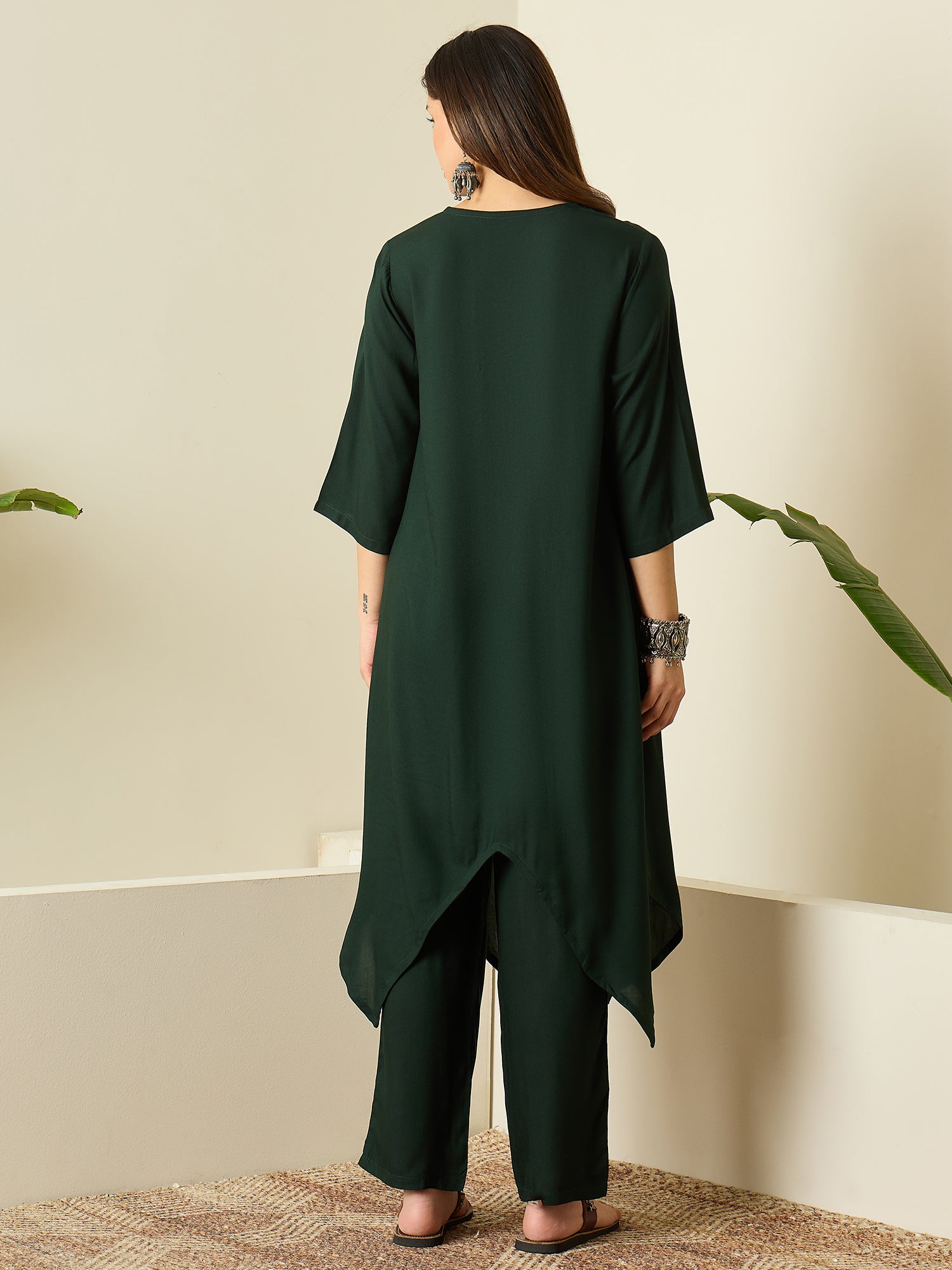 Dark Green Tapered Kurta Set