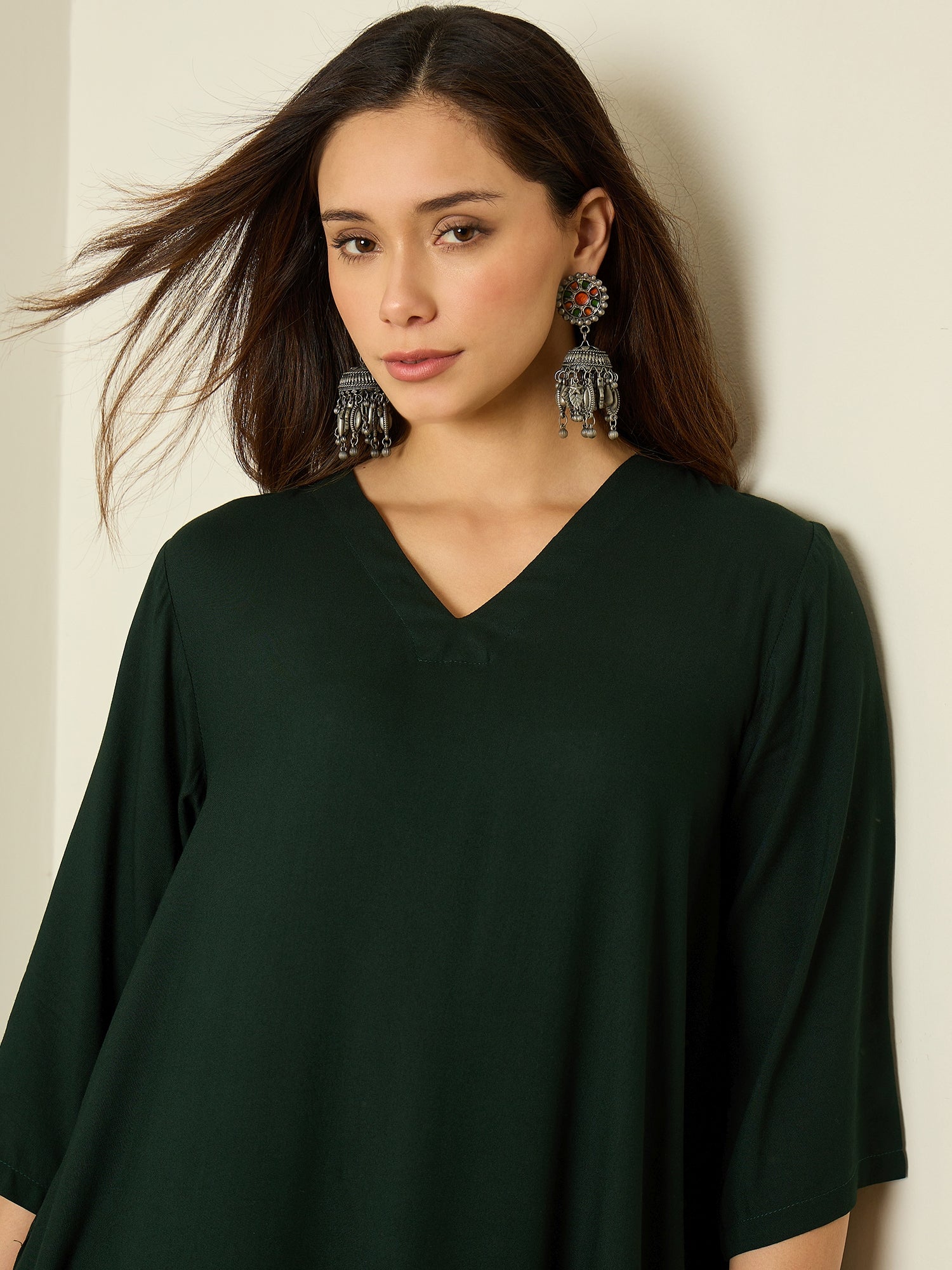 Dark Green Tapered Kurta Set