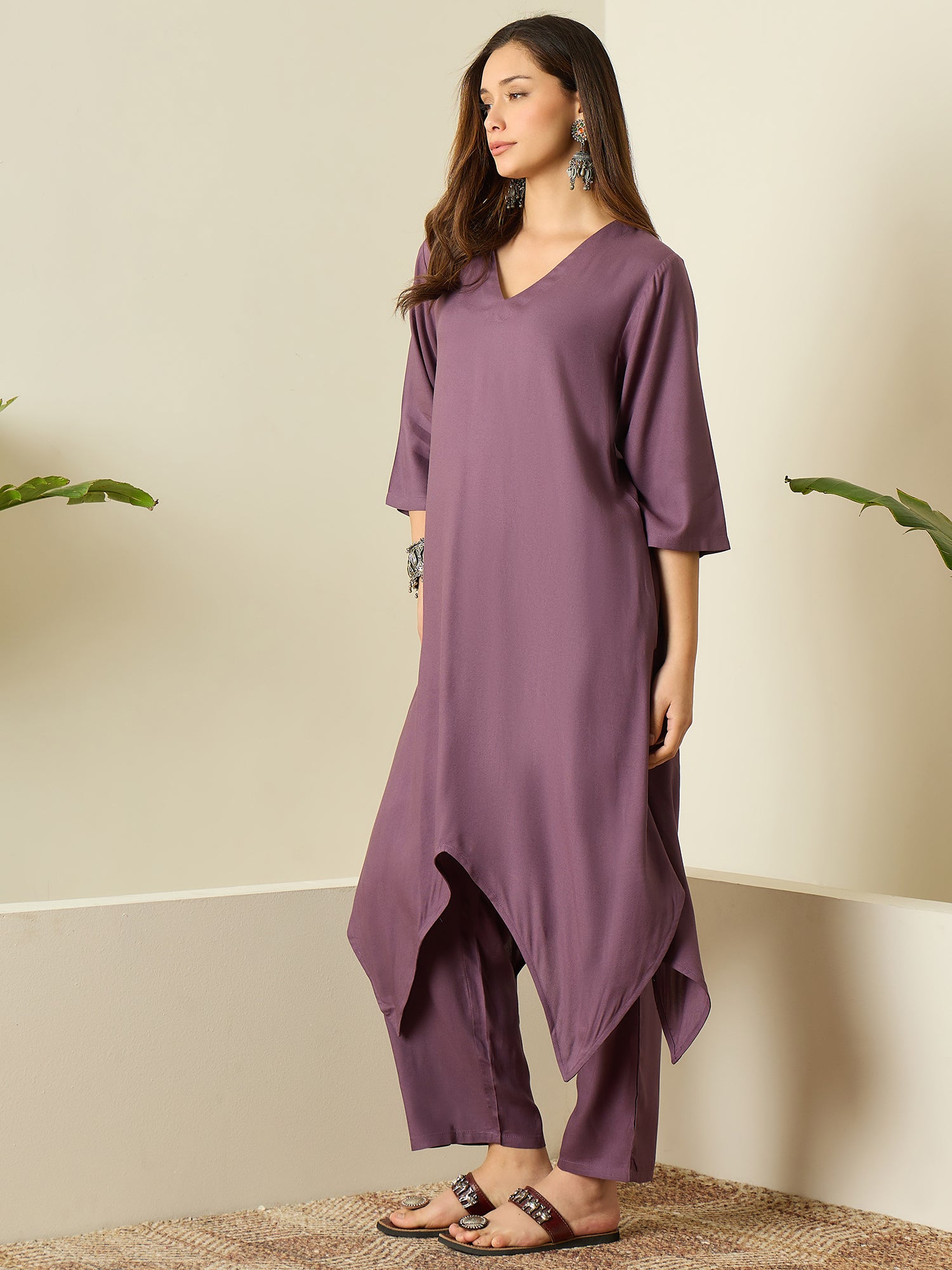 Dusty Mauve Tapered Kurta Set