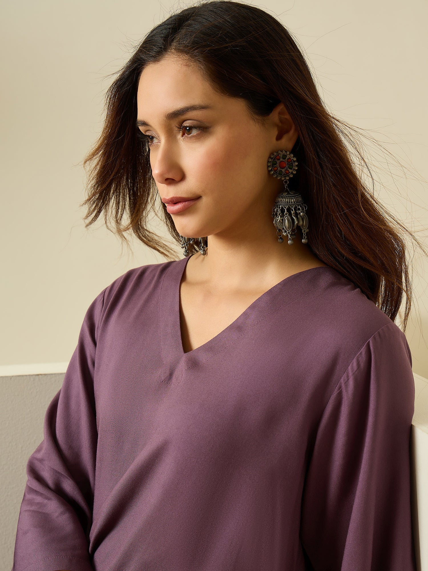 Dusty Mauve Tapered Kurta Set