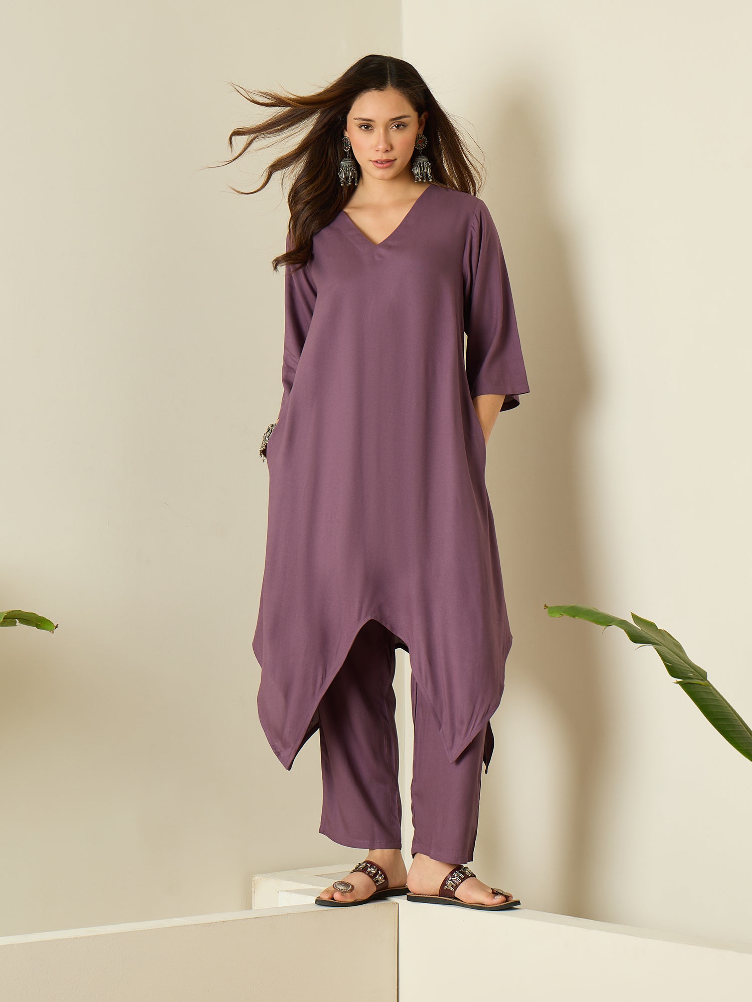 Dusty Mauve Tapered Kurta Set