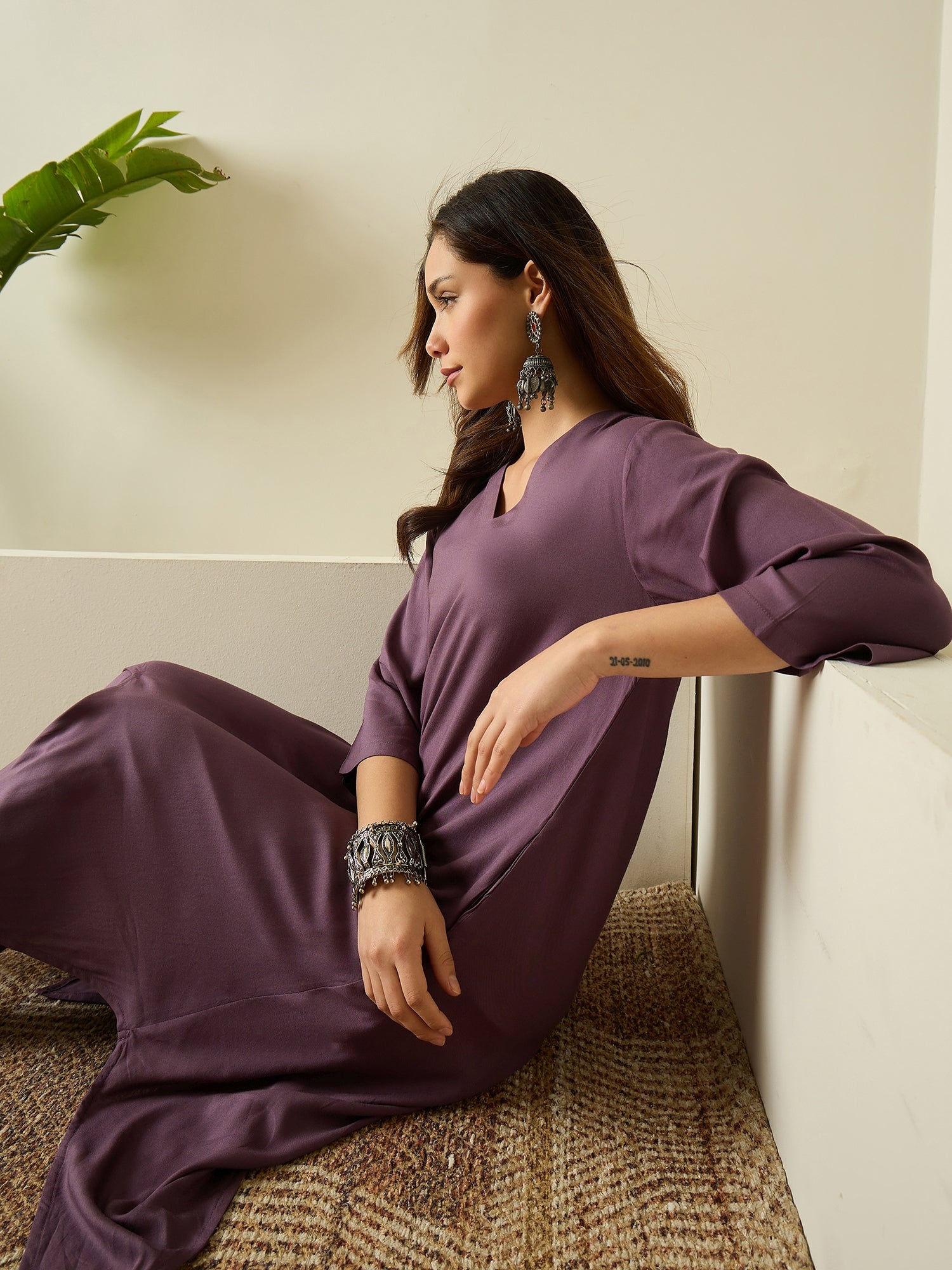 Dusty Mauve Tapered Kurta Set