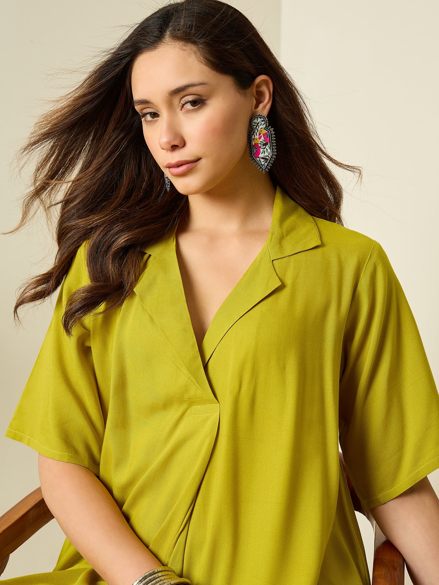 Lemon Yellow Collar Neck Kurta Set