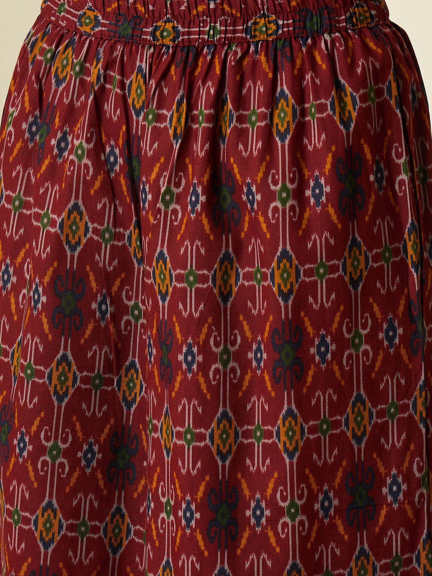 Rust Patola Print Flared Kurta Set