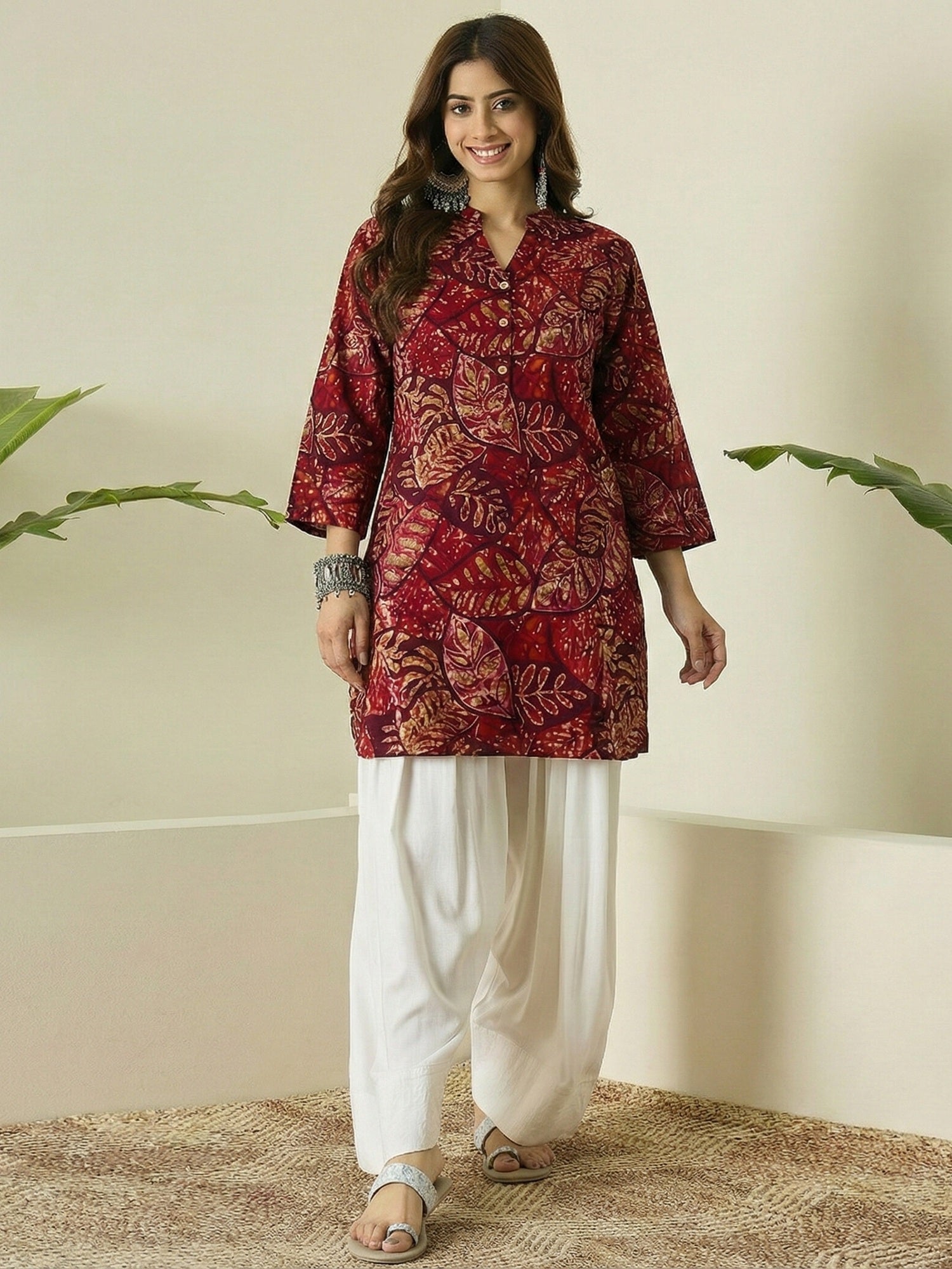 Wine Maroon Leaf Farshi Salwar Set