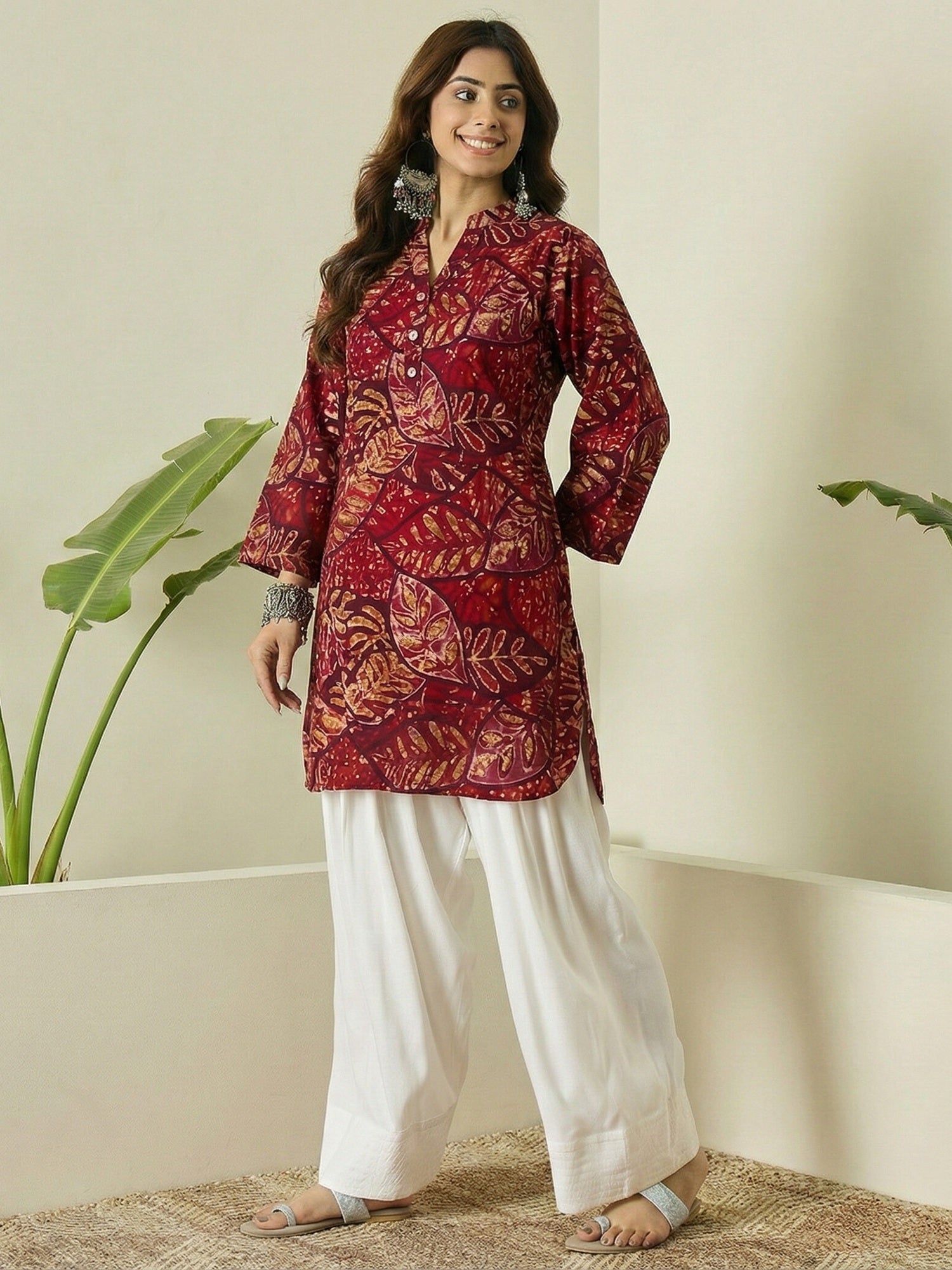 Wine Maroon Leaf Farshi Salwar Set