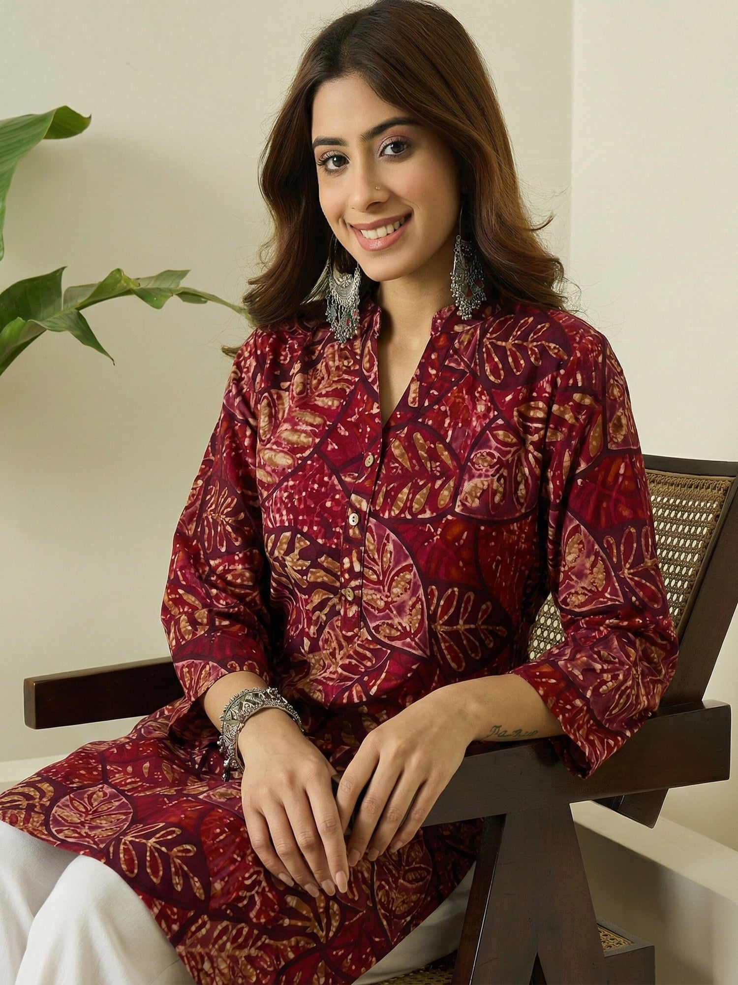 Wine Maroon Leaf Farshi Salwar Set