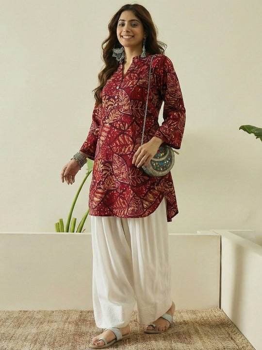 Wine Maroon Leaf Farshi Salwar Set