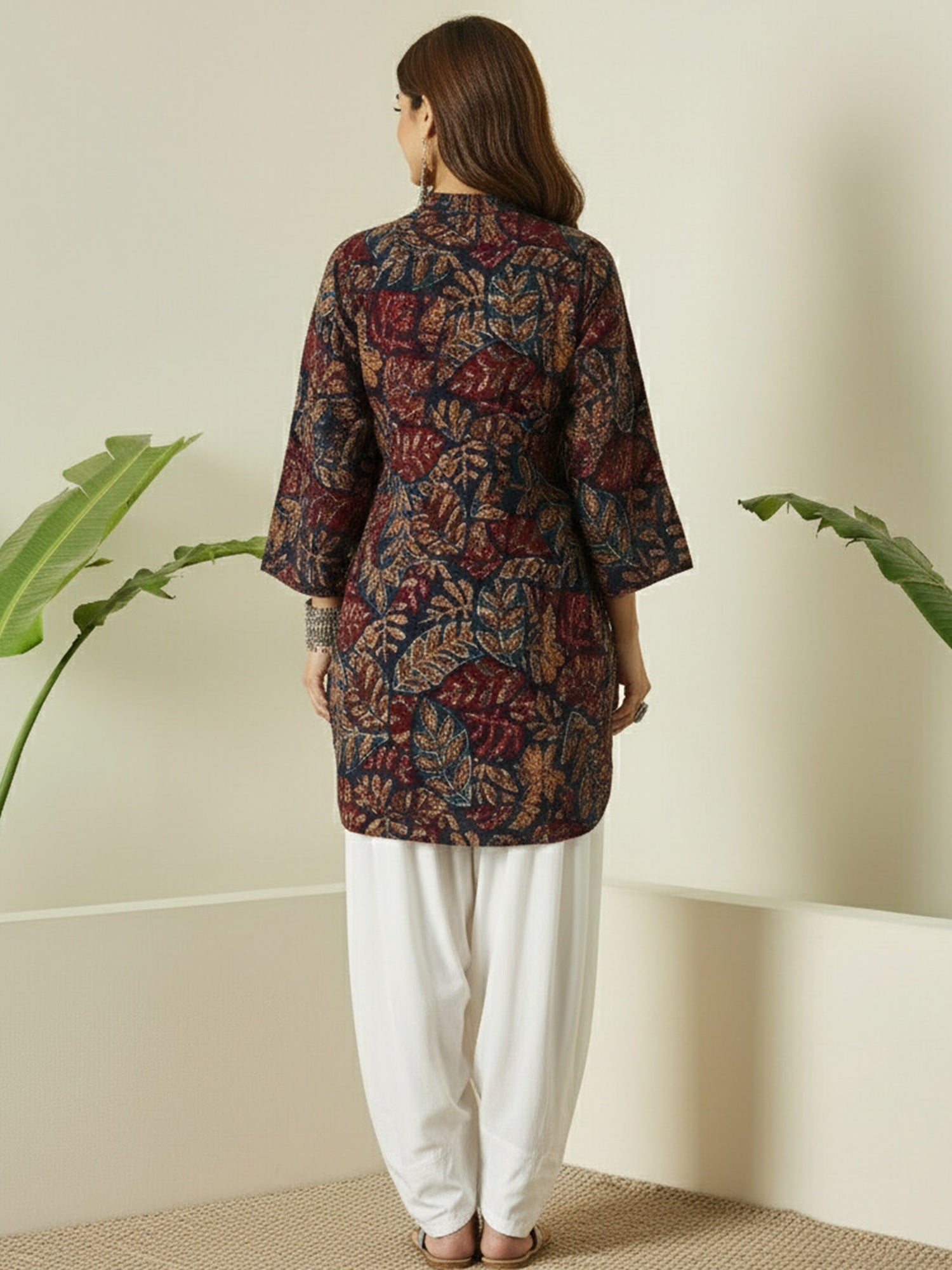 Teal Maroon Leaf Farshi Salwar Set