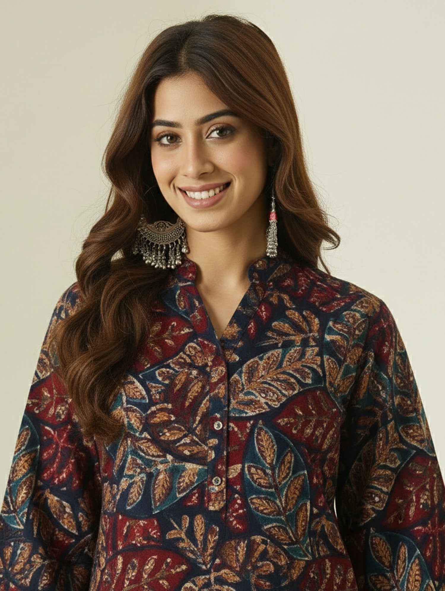 Teal Maroon Leaf Farshi Salwar Set