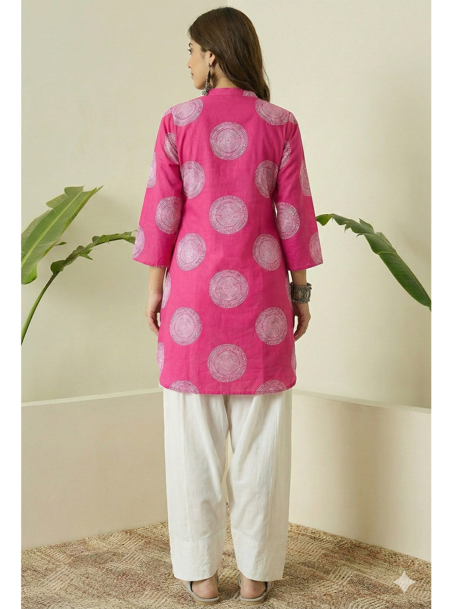 Fuchsia Circle Print Farshi Salwar Set