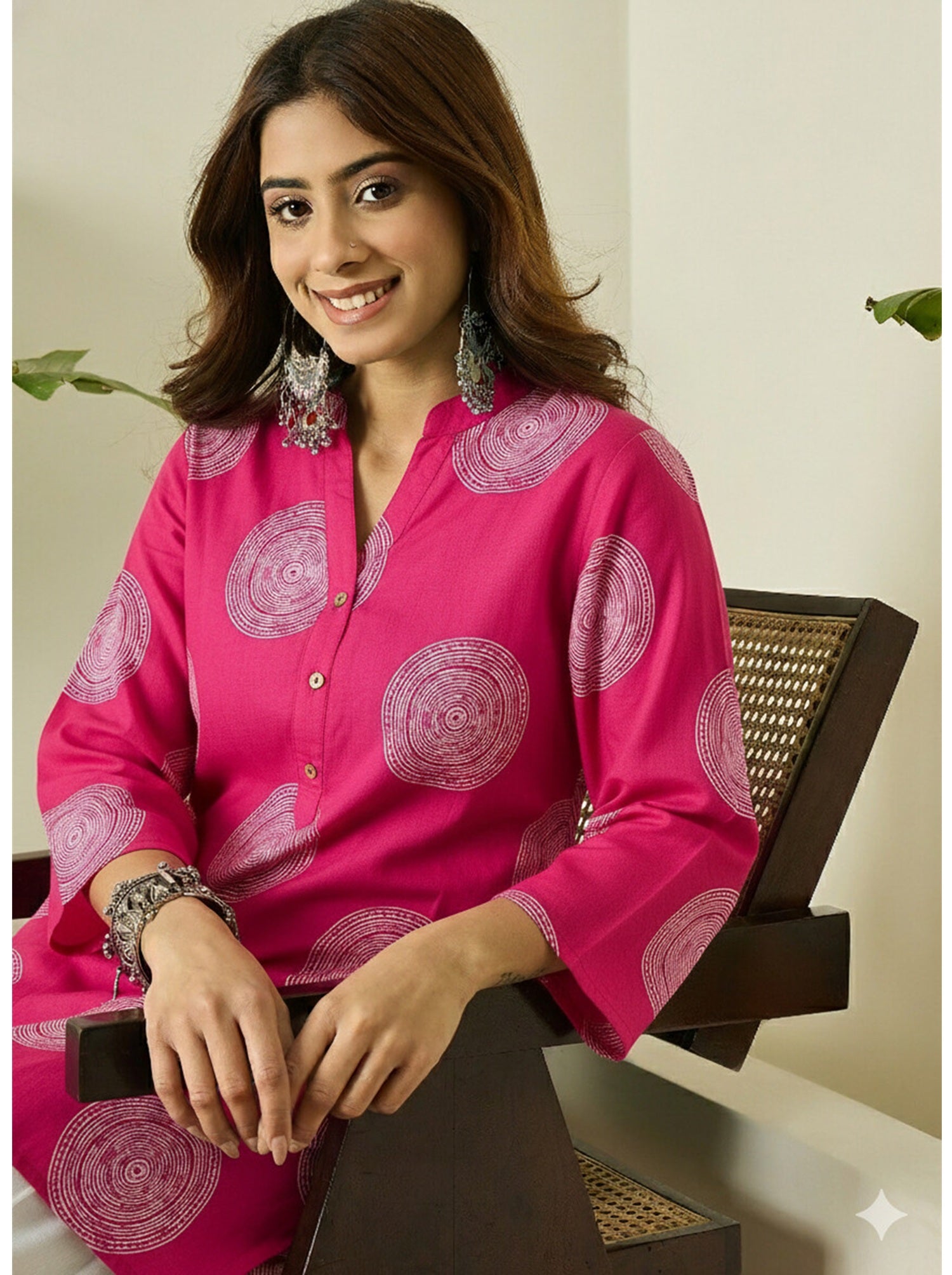 Fuchsia Circle Print Farshi Salwar Set