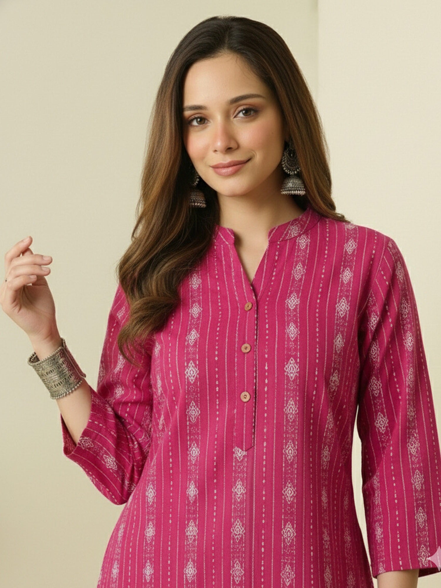 Fuchsia Kantha Farshi Salwar Set