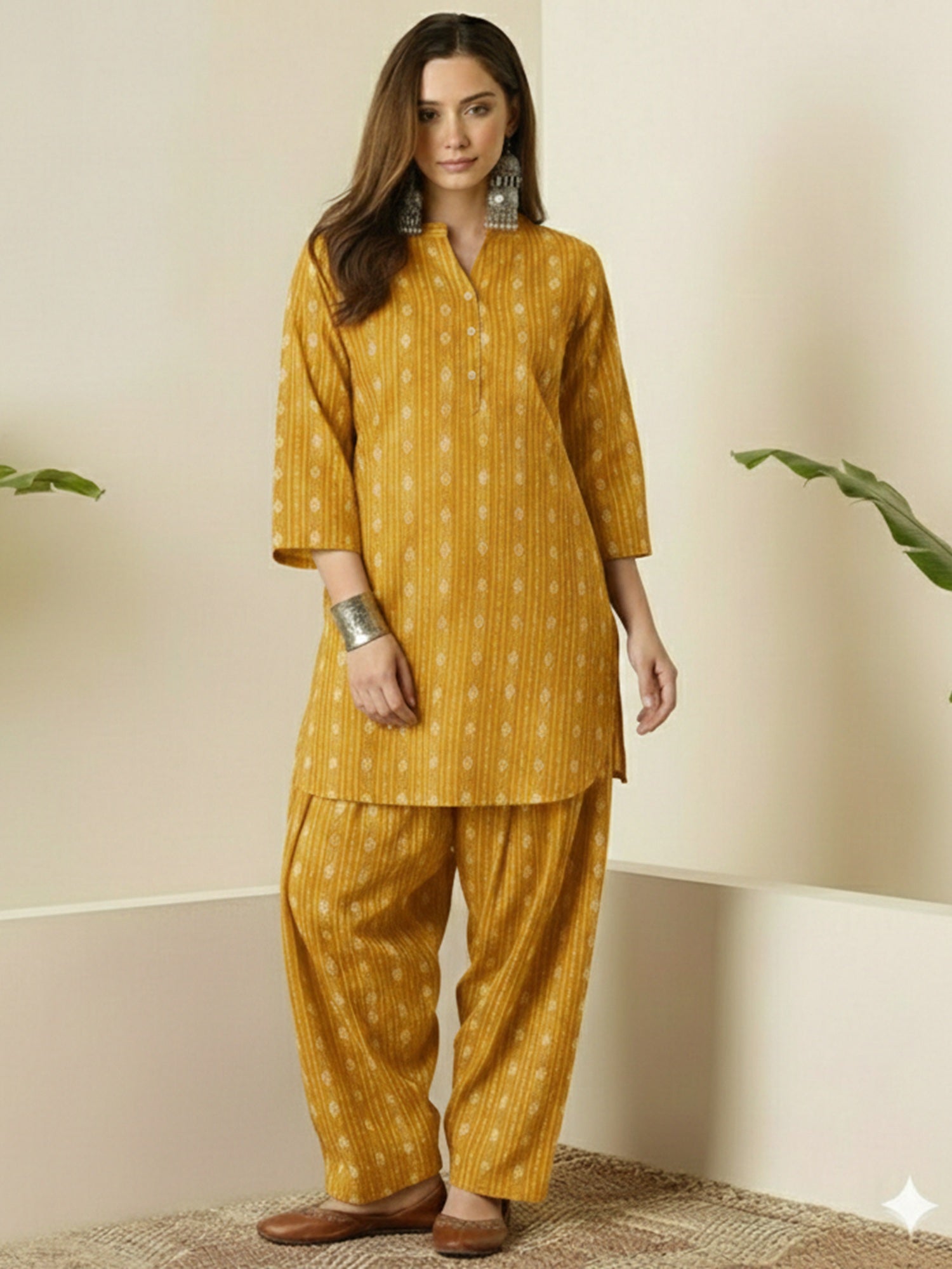 Mustard Kantha Farshi Salwar Set