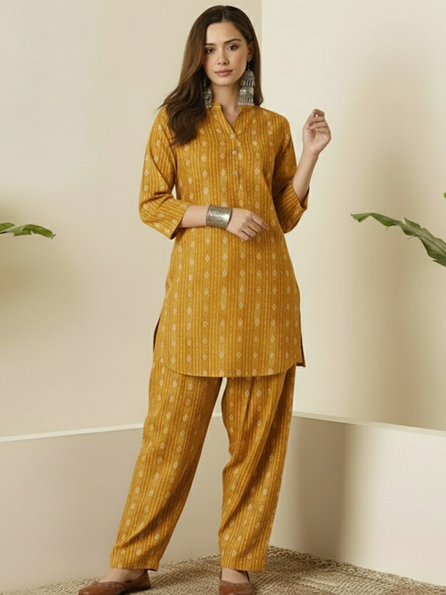 Mustard Kantha Farshi Salwar Set