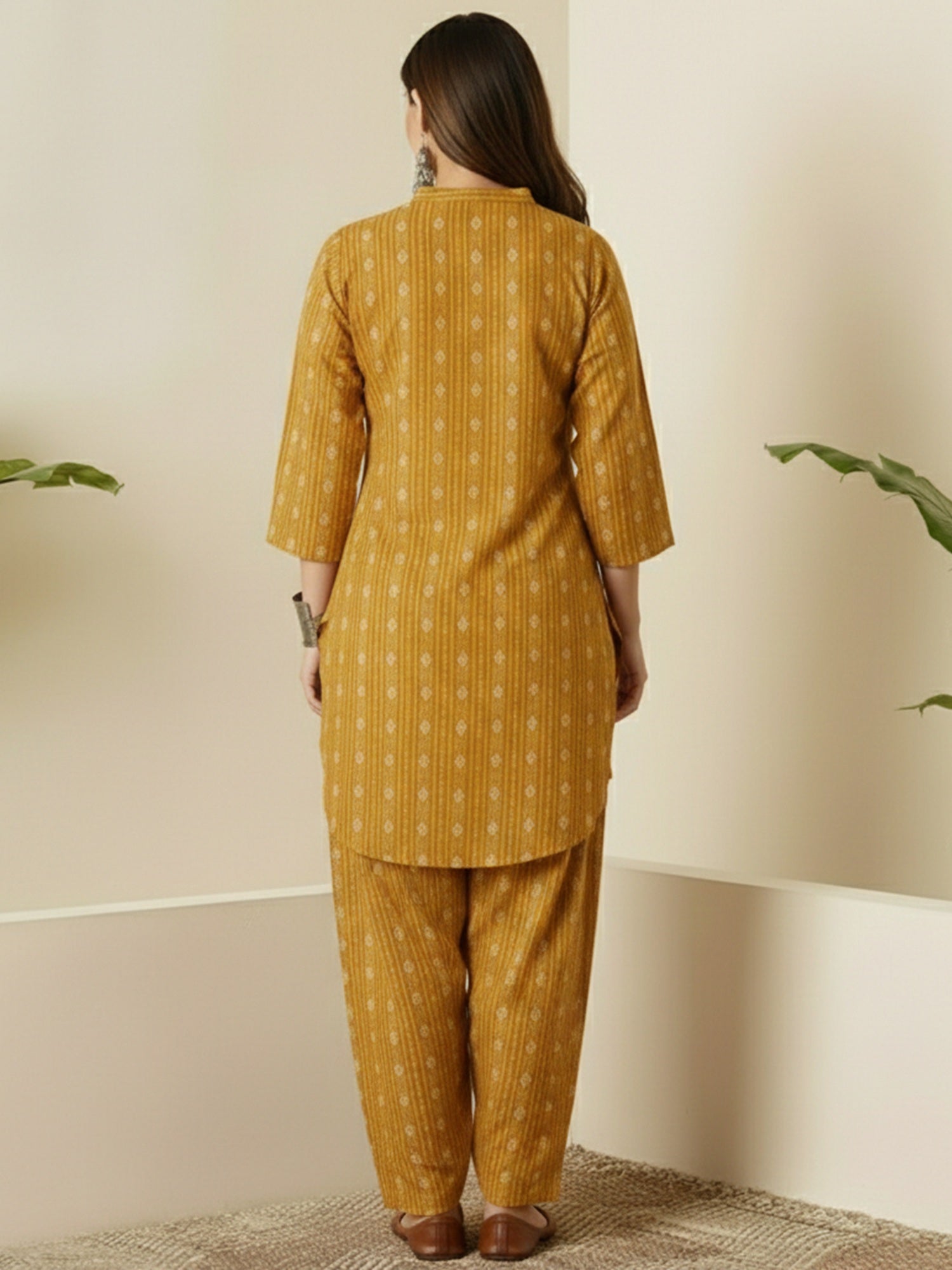 Mustard Kantha Farshi Salwar Set