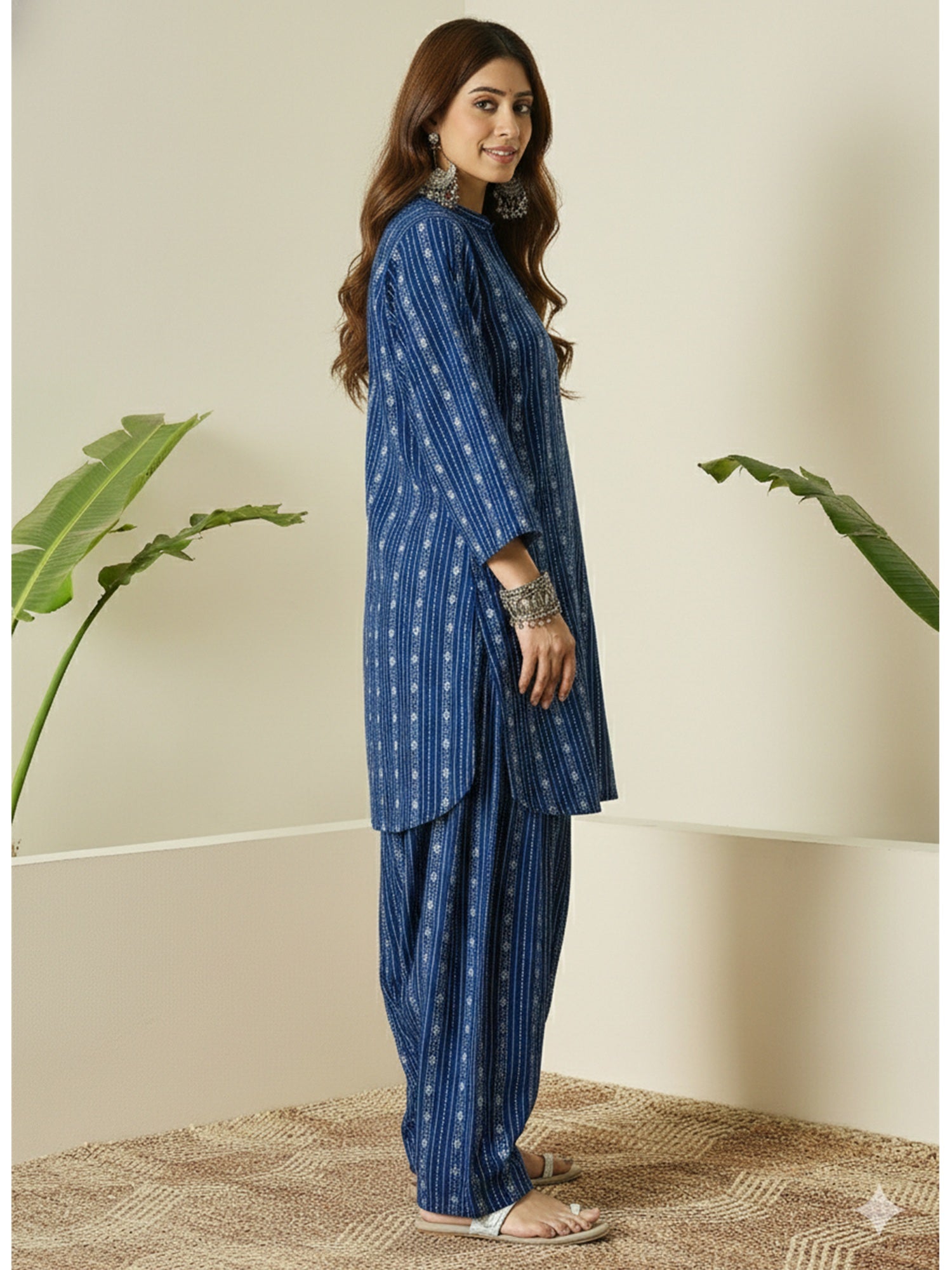 Indigo Kantha Farshi Salwar Set