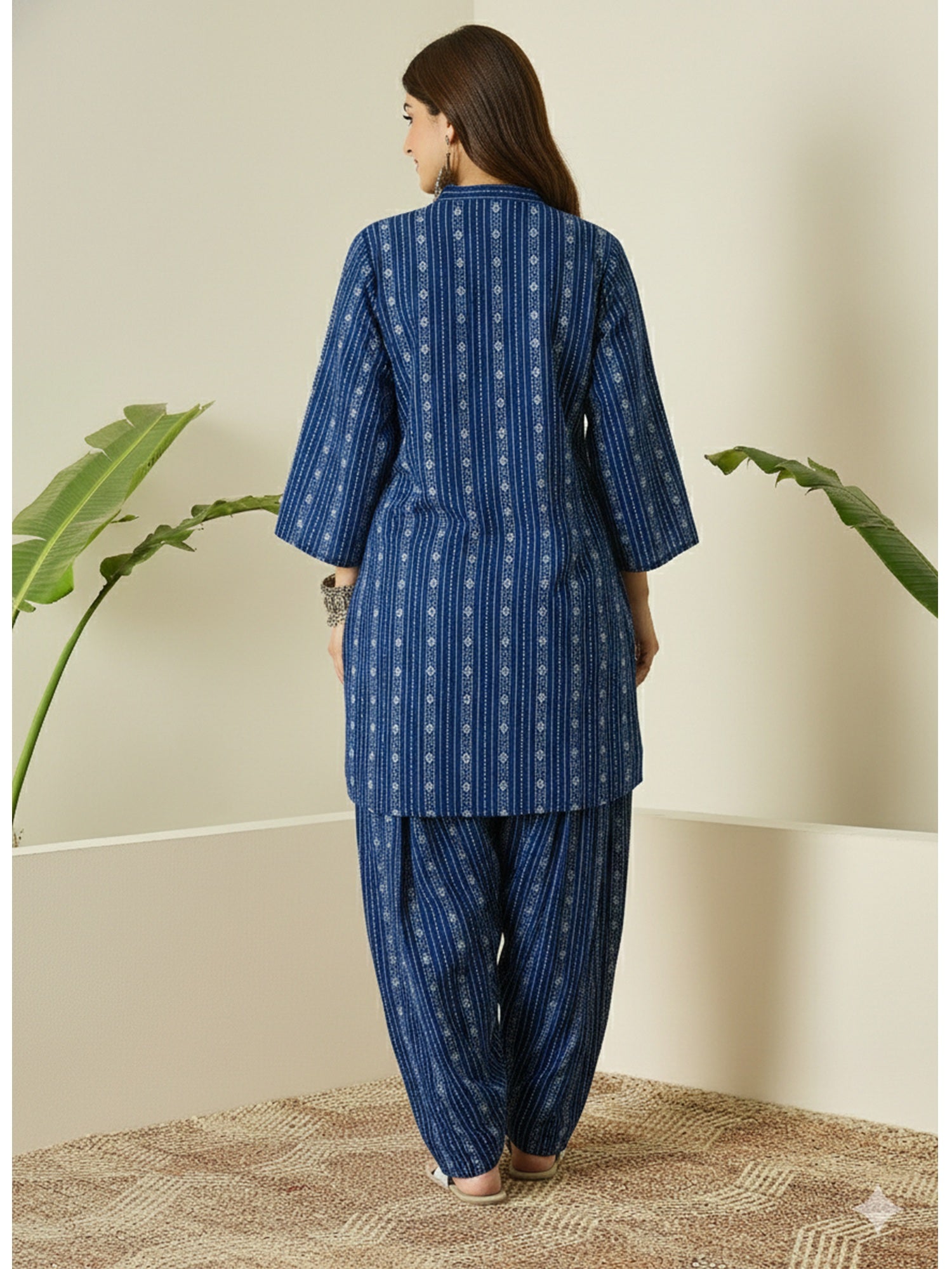 Indigo Kantha Farshi Salwar Set