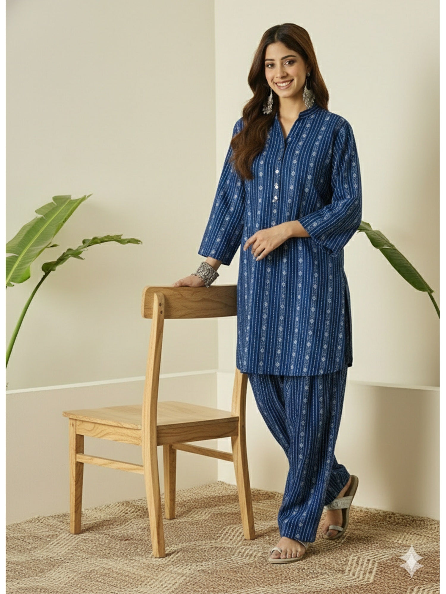 Indigo Kantha Farshi Salwar Set