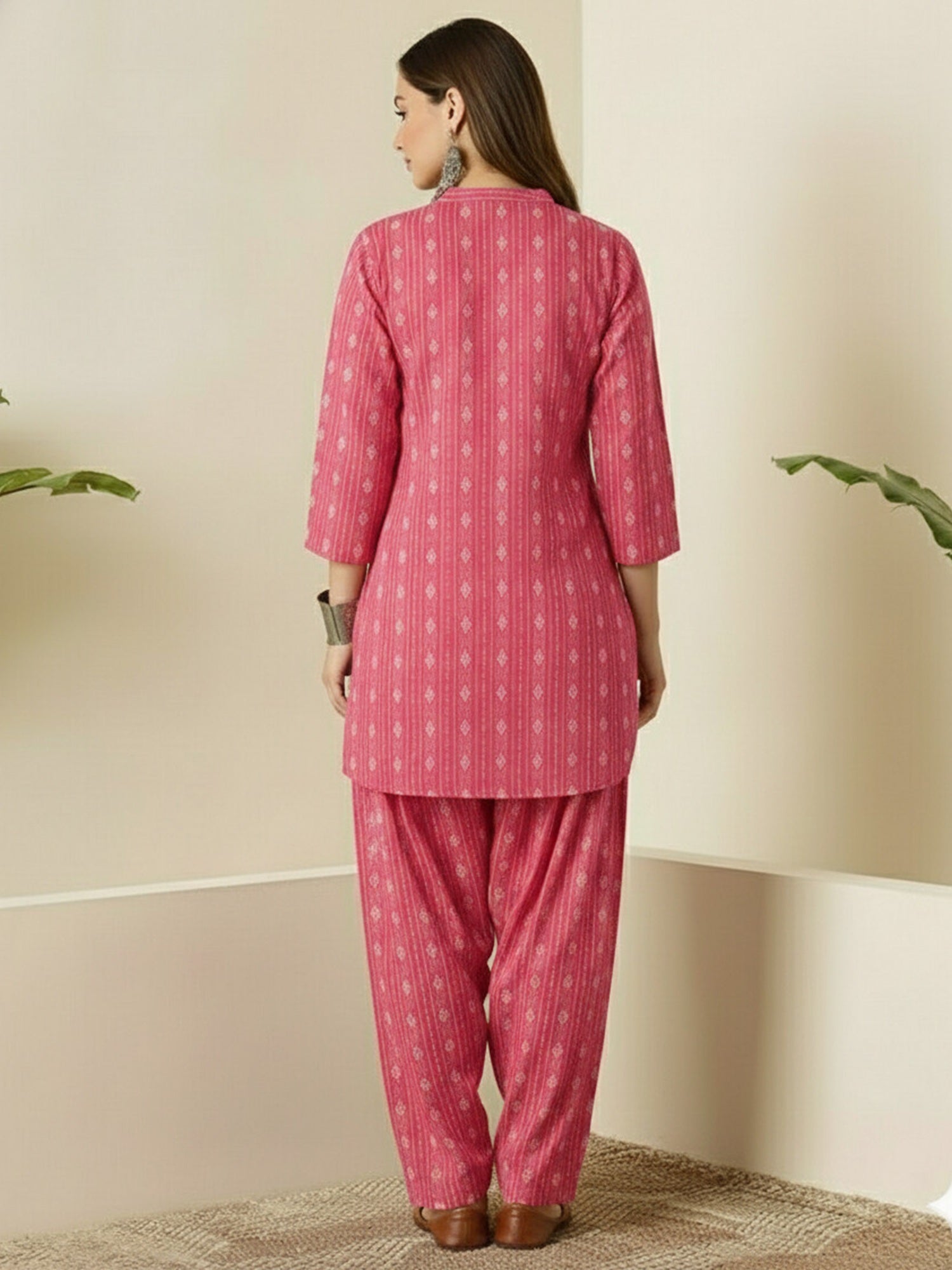 Coral Kantha Farshi Salwar Set