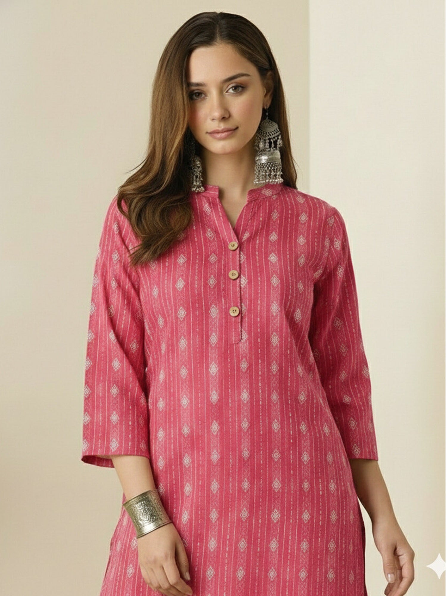 Coral Kantha Farshi Salwar Set