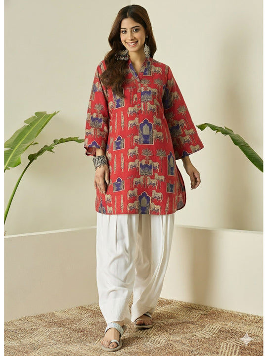 Red Blue Animal Farshi Salwar Set