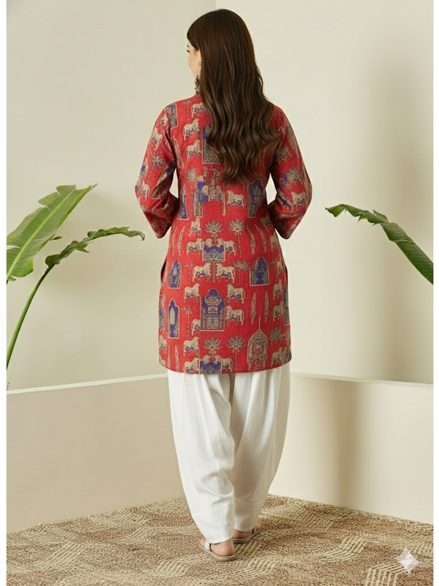 Red Blue Animal Farshi Salwar Set